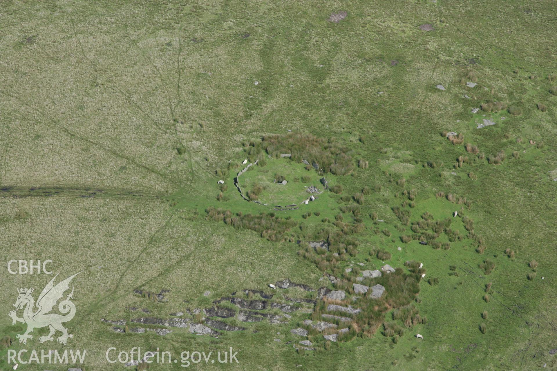 RCAHMW colour oblique photograph of Carn Llechart, ring cairn. Taken by Toby Driver on 12/09/2008.