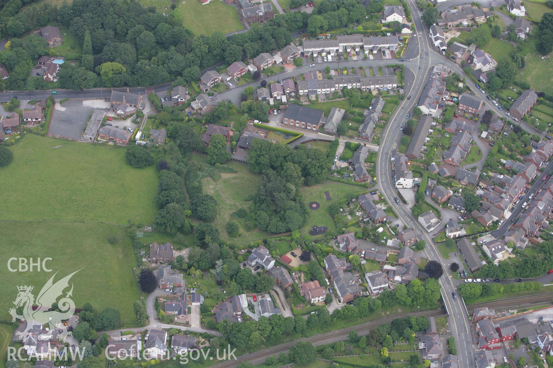 RCAHMW colour oblique photograph of Trueman's Hill Motte, Hawarden. Taken by Toby Driver on 01/07/2008.