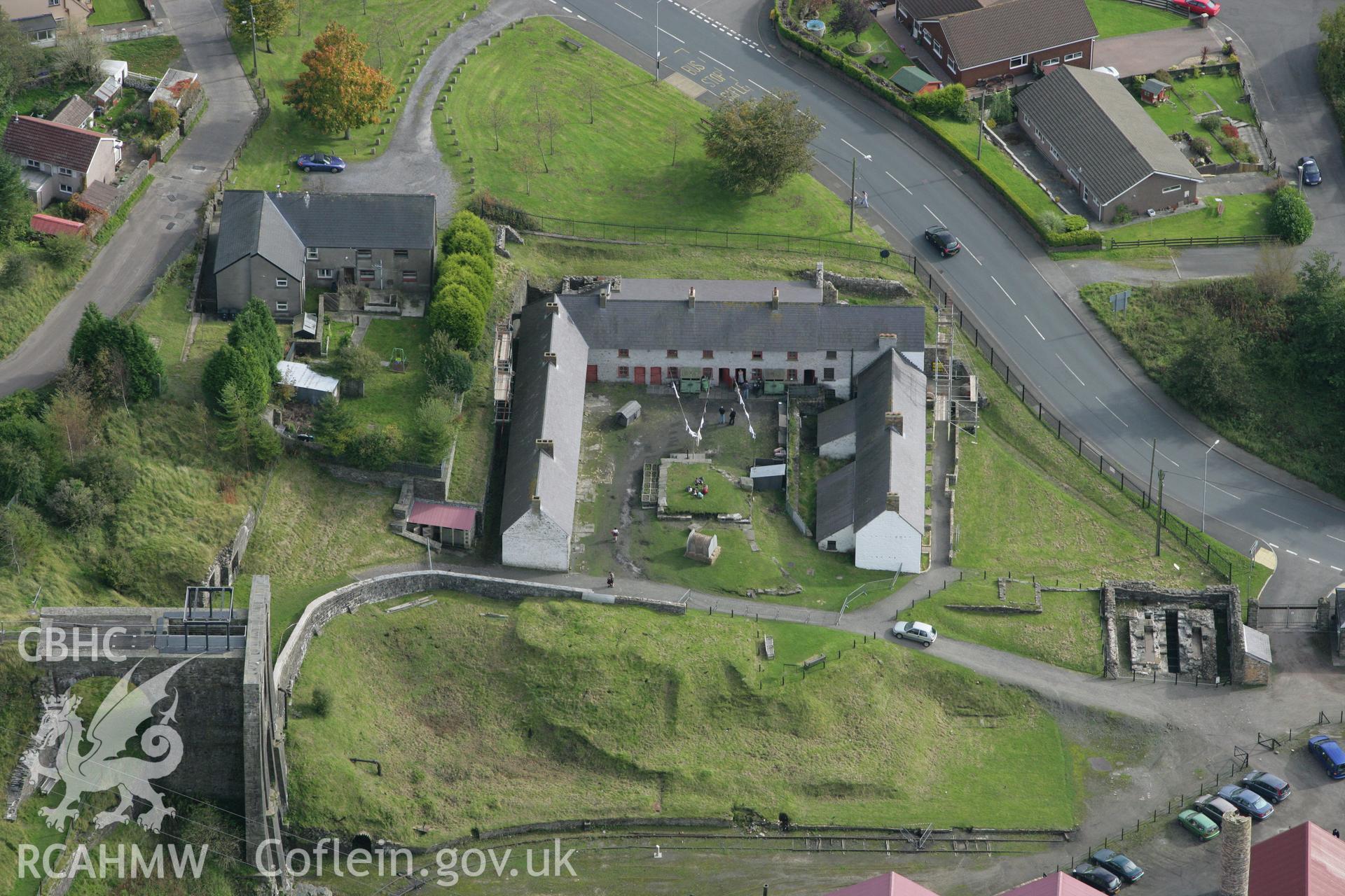 RCAHMW colour oblique photograph of Stack Square, Blaenavon, during the BBC Wales 'Coal House' series. Taken by Toby Driver on 10/10/2008.