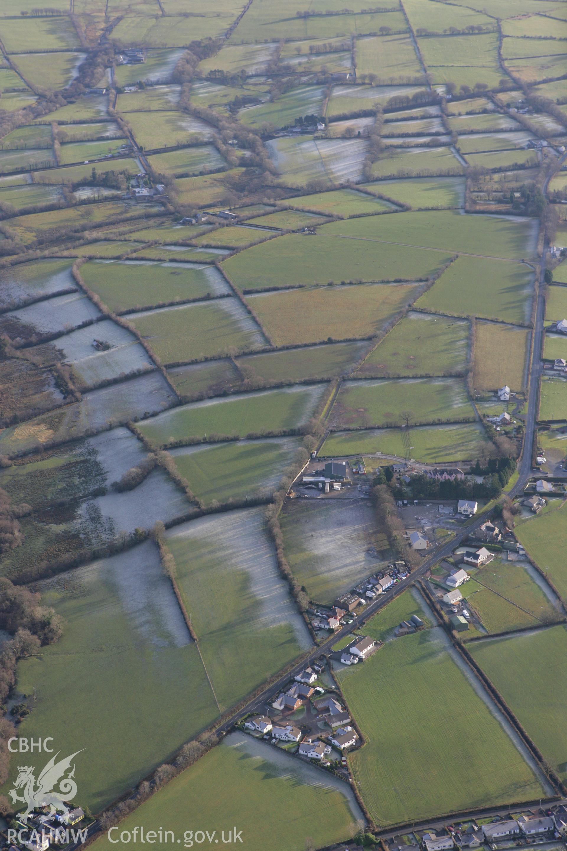 RCAHMW colour oblique photograph of landscape looking south from Pencader. Taken by Toby Driver on 15/12/2008.