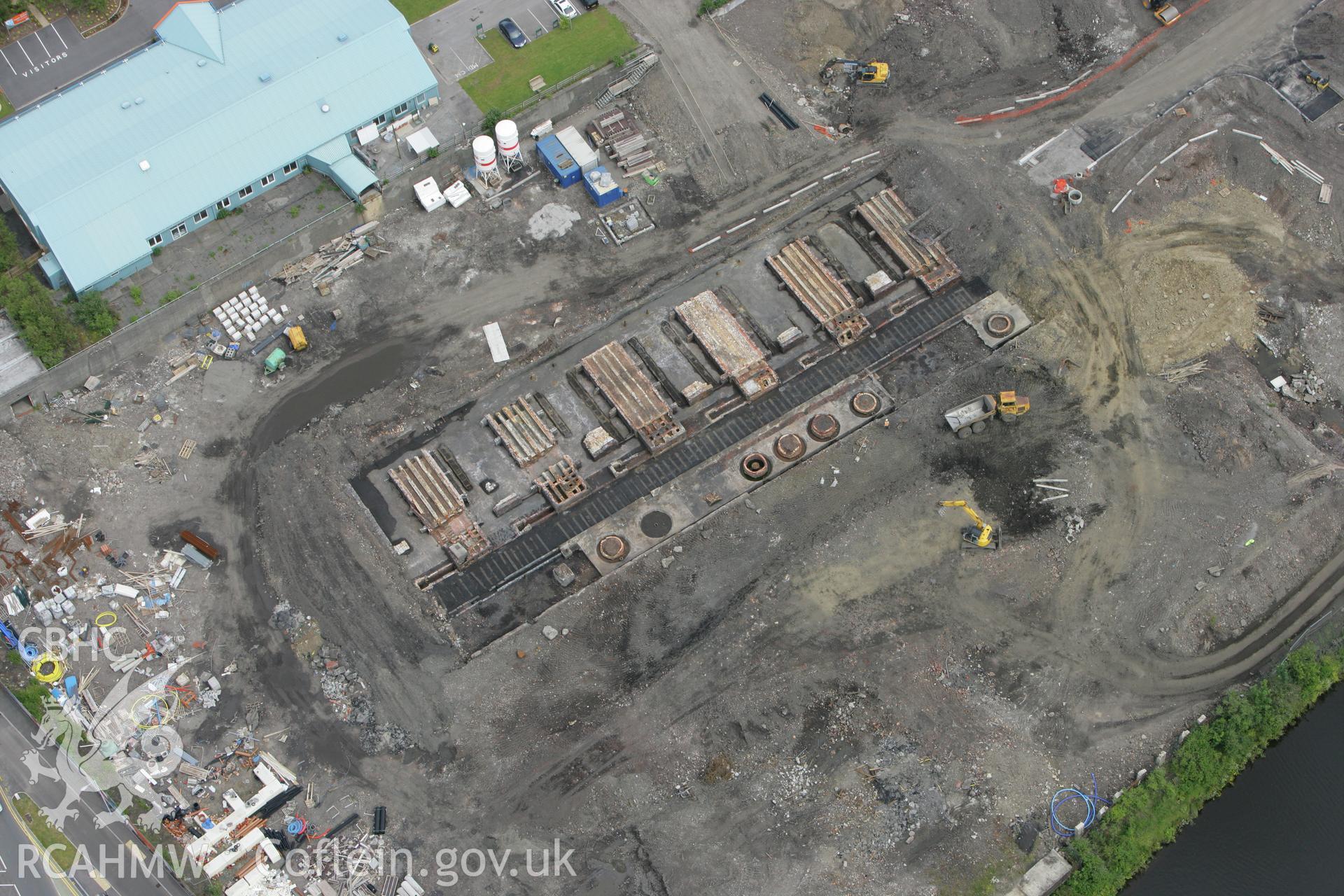 RCAHMW colour oblique photograph of Excavations, Upper Bank Copperworks, Swansea. Taken by Toby Driver on 20/06/2008.