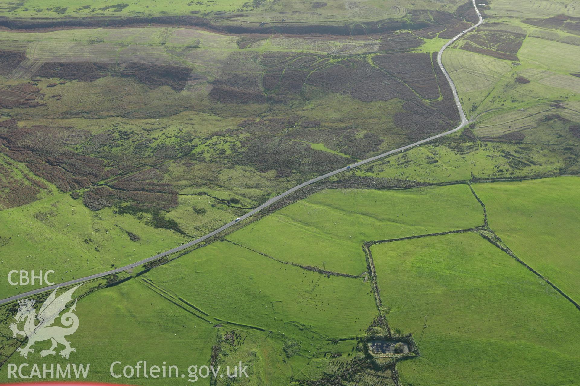 RCAHMW colour oblique photograph of Fforest Gwladys Roman Practice Works. Taken by Toby Driver on 16/10/2008.