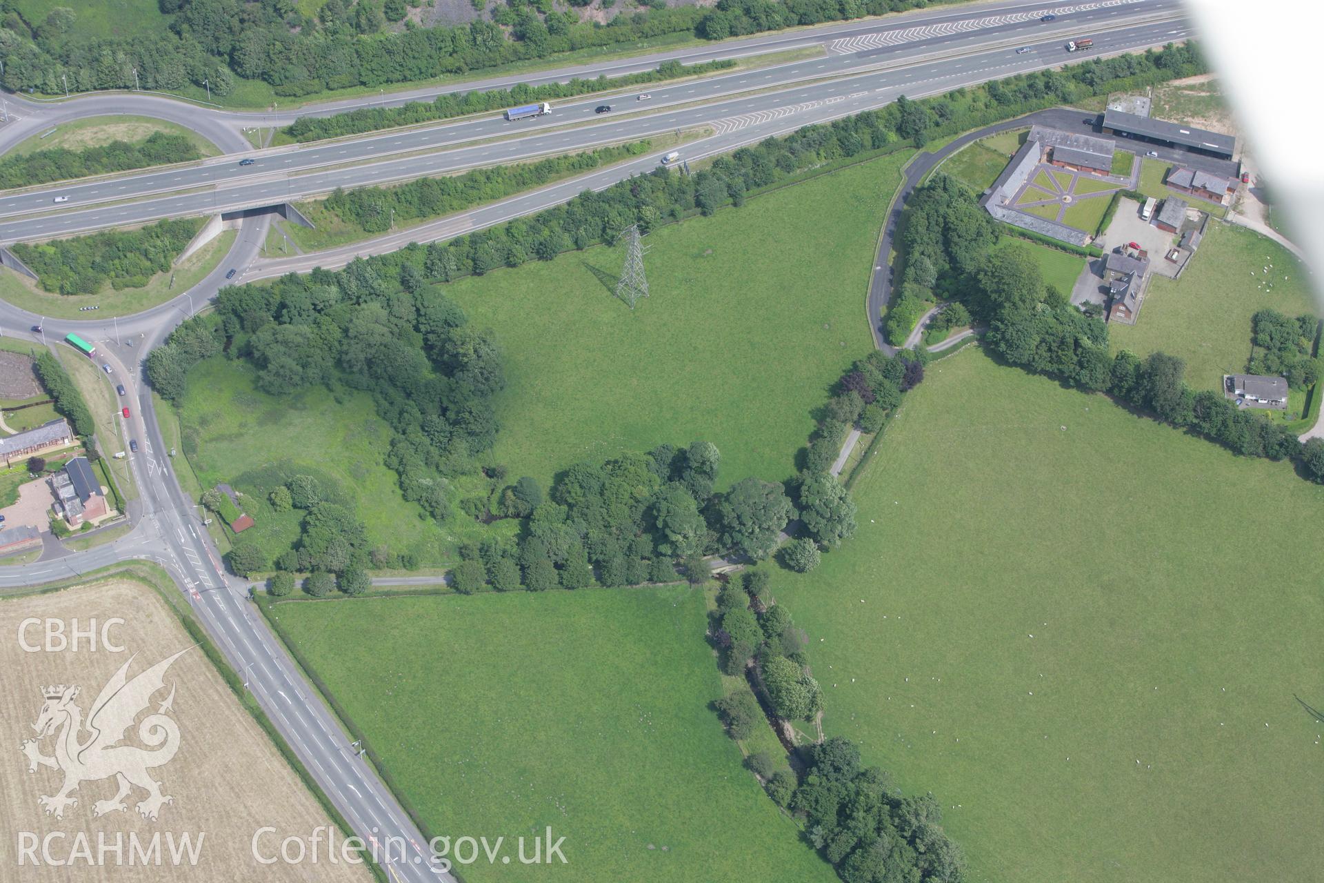 RCAHMW colour oblique photograph of Hafod-y-bwlch, Rhostyllen. Taken by Toby Driver on 01/07/2008.