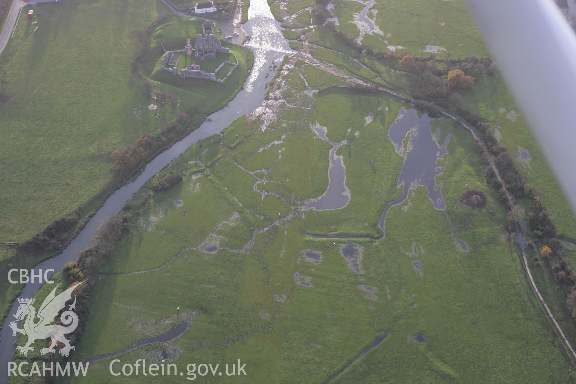 RCAHMW colour oblique photograph of Ogmore Castle. Taken by Toby Driver on 12/11/2008.