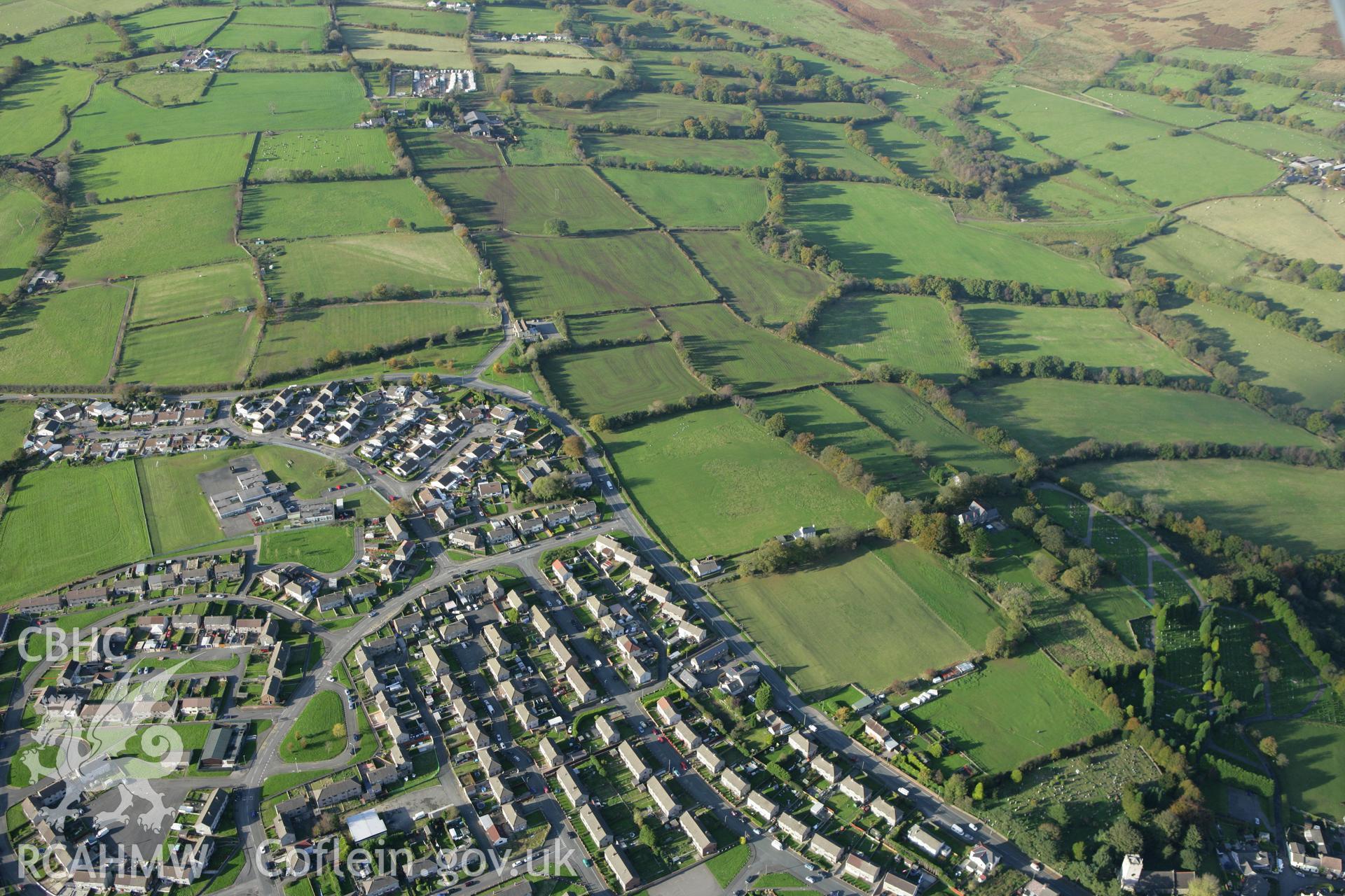 RCAHMW colour oblique photograph of Gelligaer Roman Military Settlement. Taken by Toby Driver on 16/10/2008.