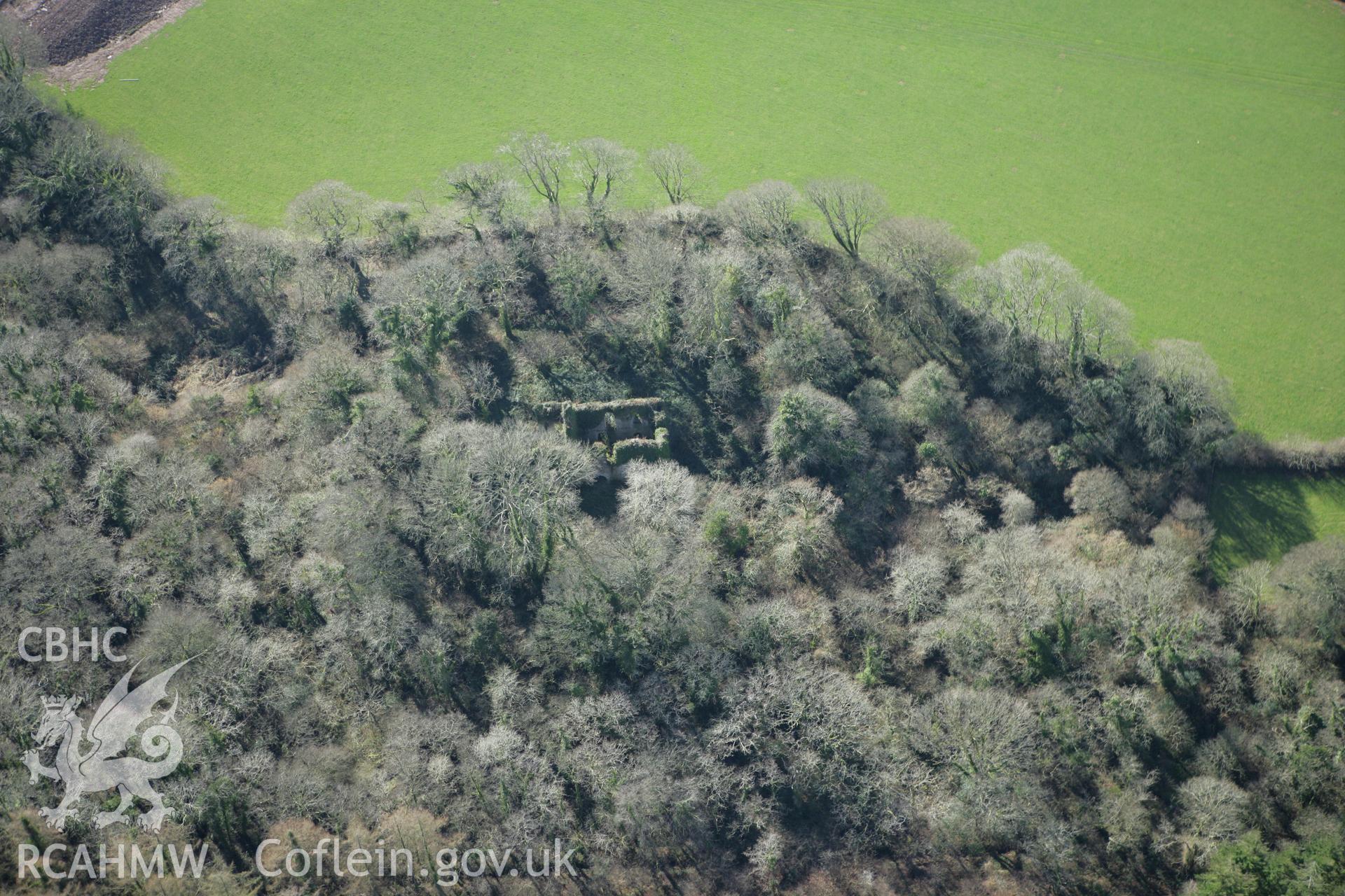 RCAHMW colour oblique photograph of Castell Coch, Canaston Bridge. Taken by Toby Driver on 04/03/2008.