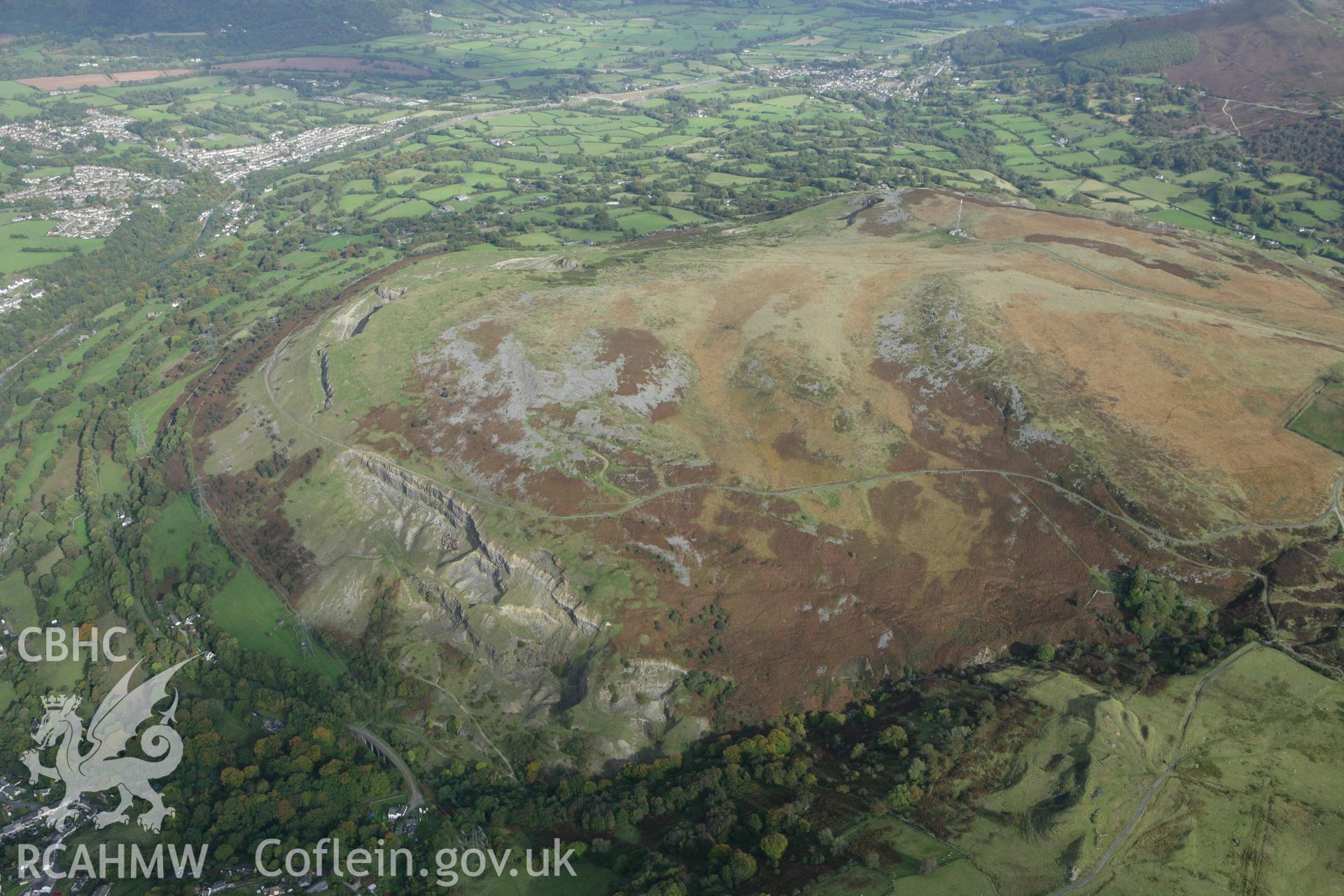 RCAHMW colour oblique photograph of Gilwern Hill Quarries, Clydach, view from the west. Taken by Toby Driver on 10/10/2008.