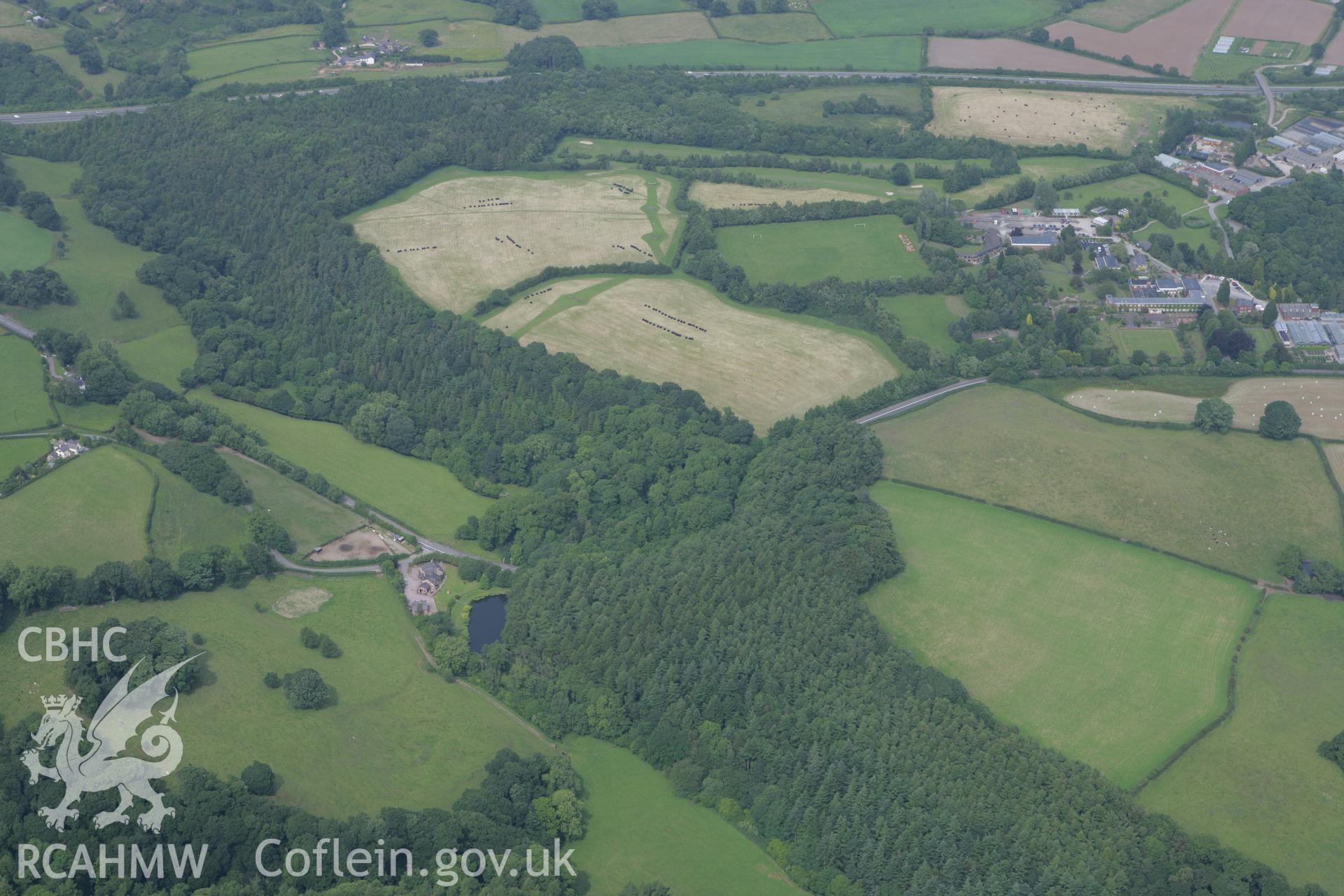 RCAHMW colour oblique photograph of Wat's Dyke, sections from Coed Llys to Chester-Holywell Road and from Holywell Road to Soughton Farm. Taken by Toby Driver on 01/07/2008.