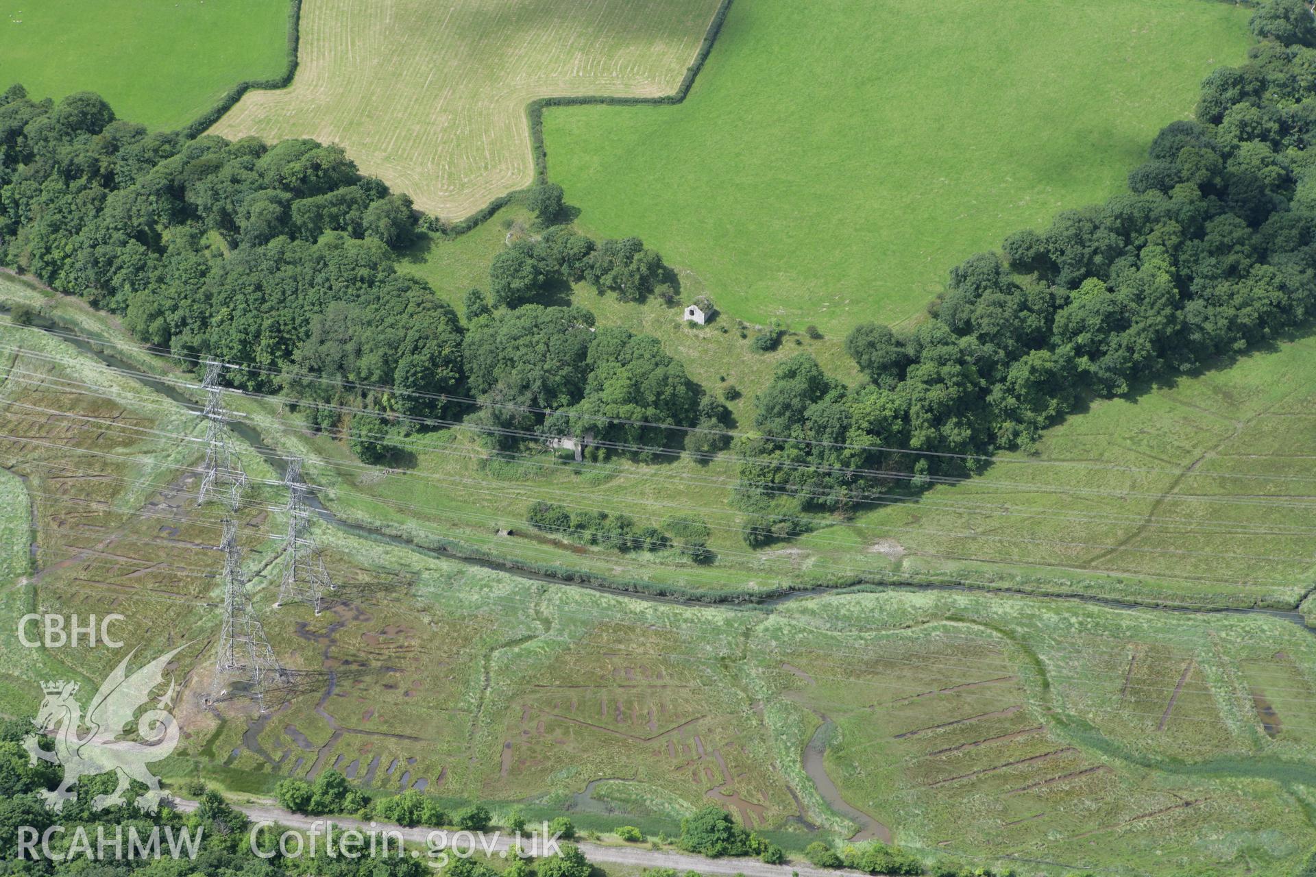 RCAHMW colour oblique photograph of East Orchard Castle Barn and Dovecote. Taken by Toby Driver on 21/07/2008.