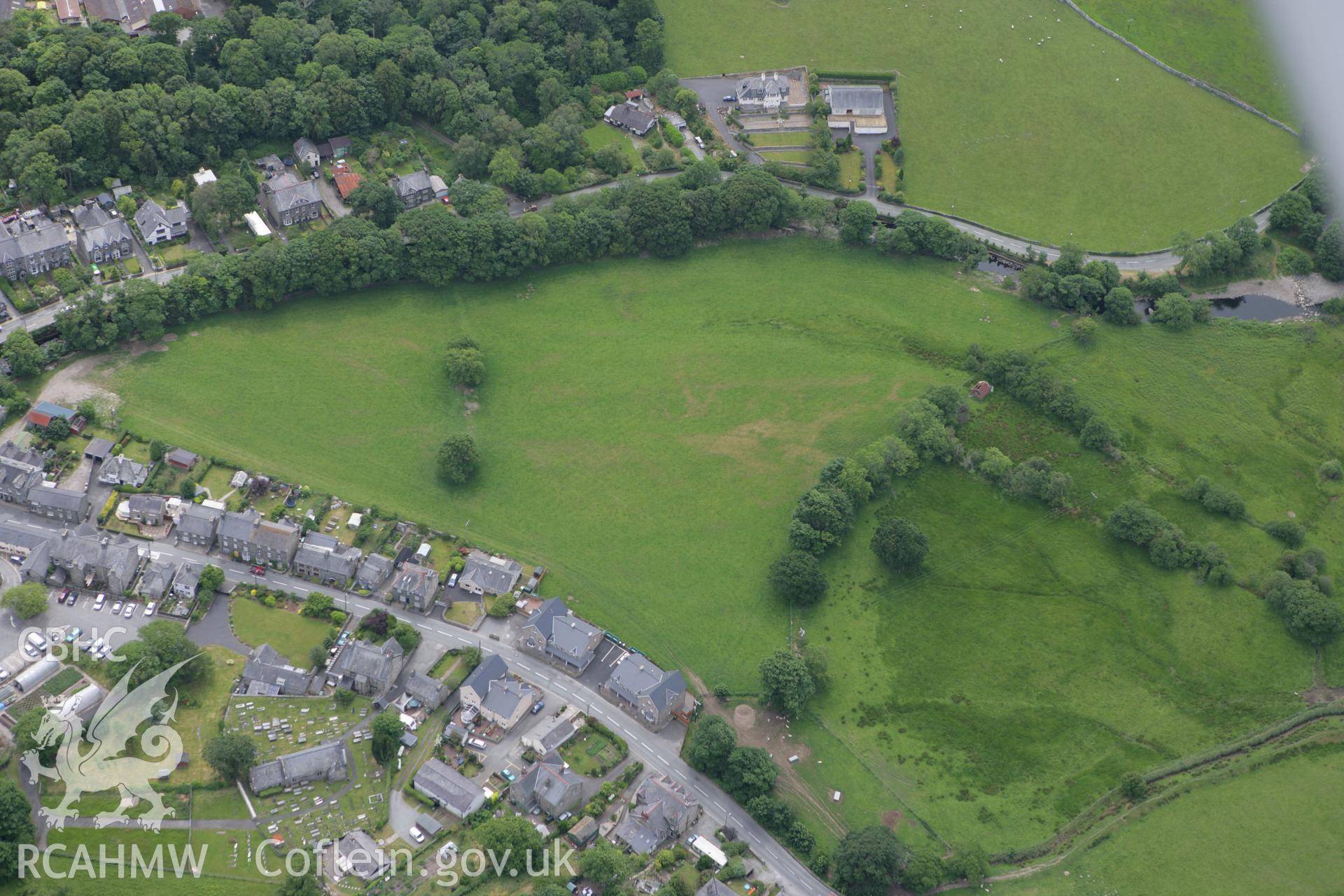 RCAHMW colour oblique photograph of Meini Hirion, standing stones, Llanbedr. Taken by Toby Driver on 13/06/2008.