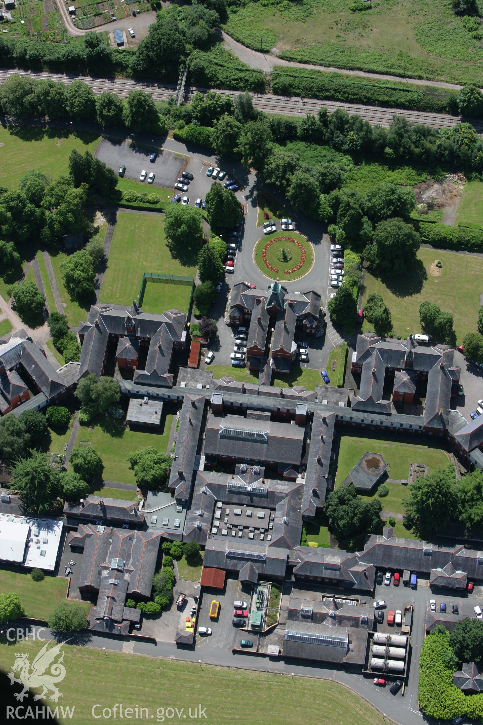 RCAHMW colour oblique photograph of St Cadoc's Hospital, Caerleon. Taken by Toby Driver on 21/07/2008.