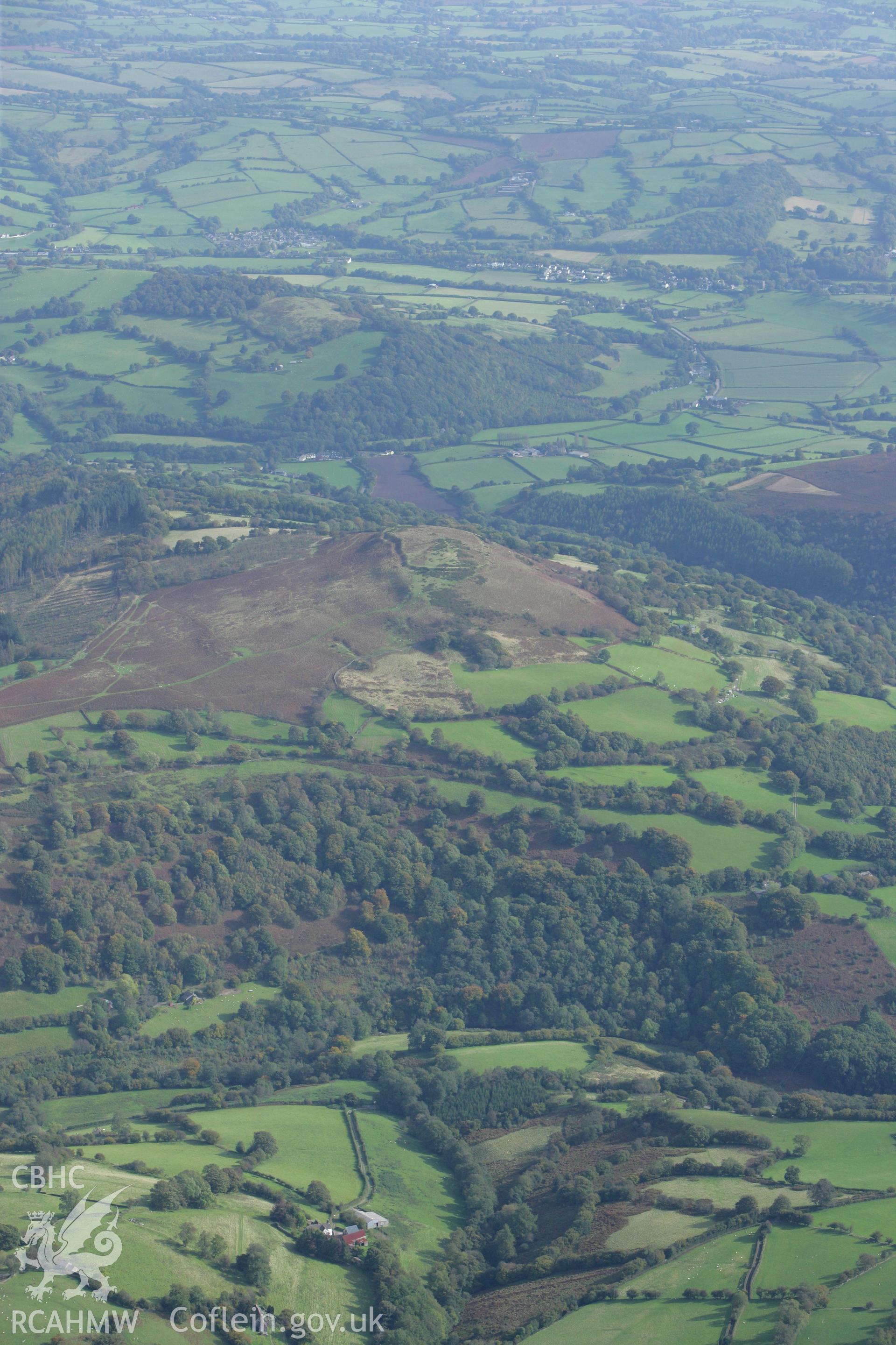 RCAHMW colour oblique photograph of Twyn-y-gaer Camp, view from the west. Taken by Toby Driver on 10/10/2008.