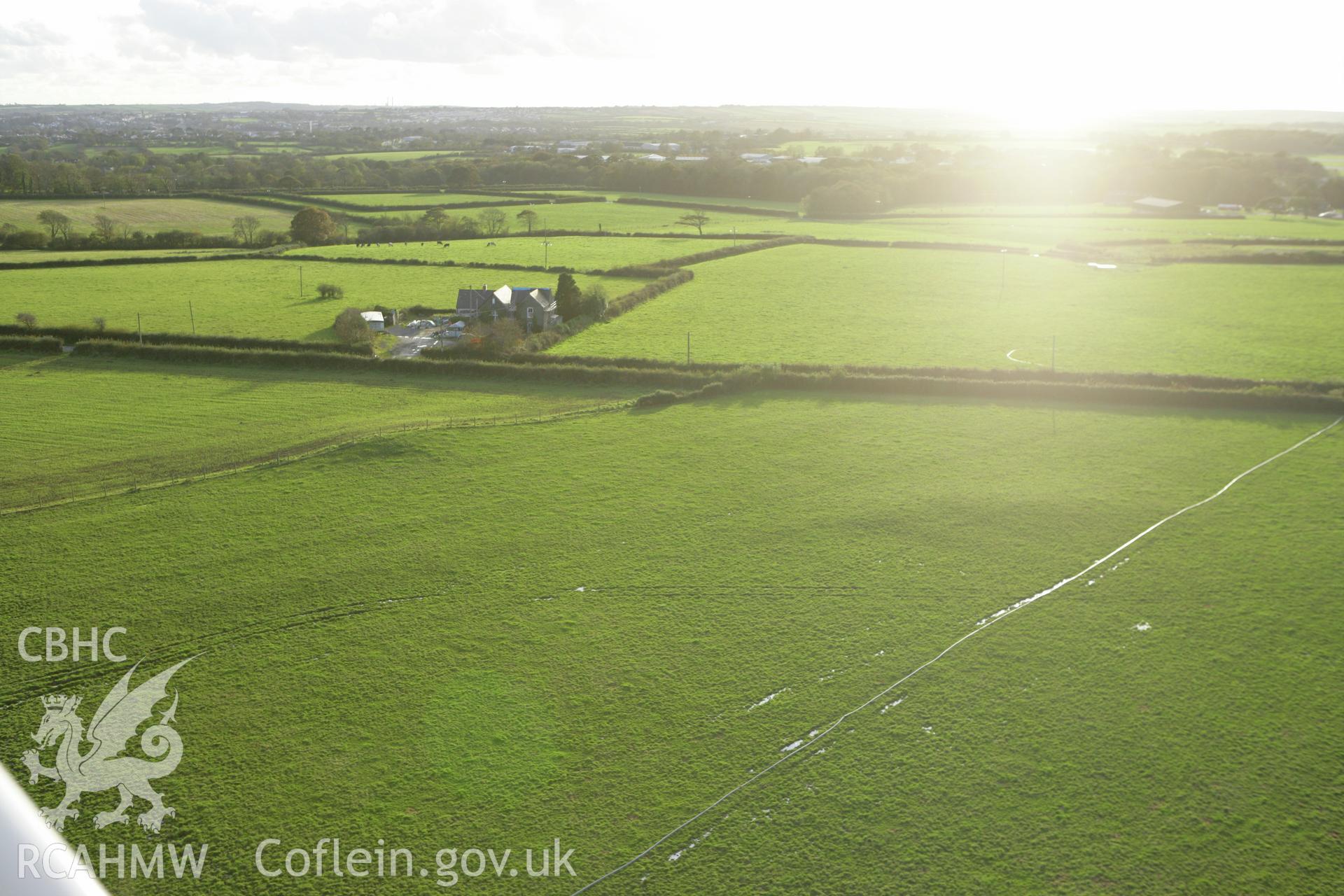 RCAHMW colour oblique photograph of Leechpool Barrow I and II. Taken by Toby Driver on 16/10/2008.