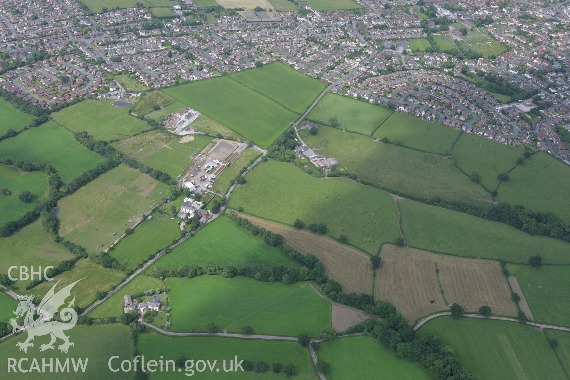 RCAHMW colour oblique photograph of Wat's Dyke, section from Bod Offa to Whitehouse Farm. Taken by Toby Driver on 01/07/2008.