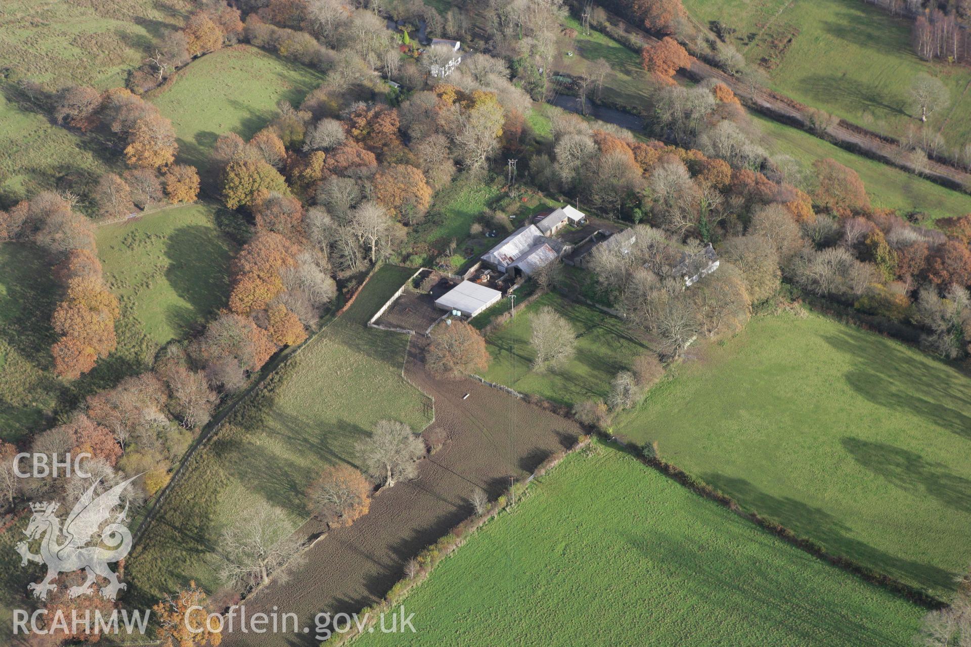 RCAHMW colour oblique photograph of Plas-y-Bettws, relict garden. Taken by Toby Driver on 12/11/2008.