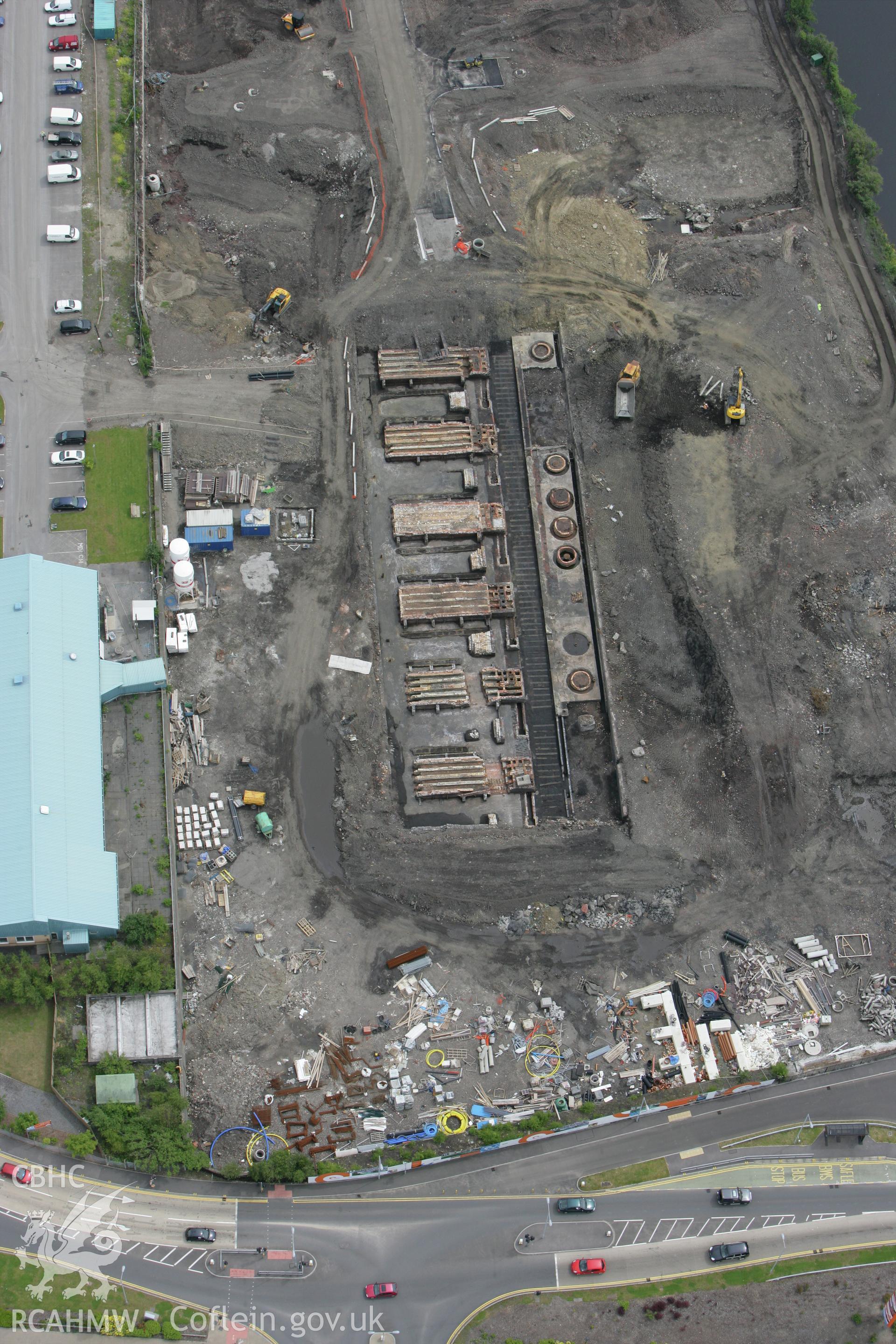 RCAHMW colour oblique photograph of Excavations, Upper Bank Copperworks, Swansea. Taken by Toby Driver on 20/06/2008.