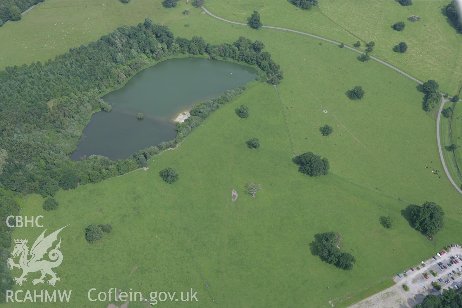 RCAHMW colour oblique photograph of Offa's Dyke, Chirk Park section extending 340m north-east of Home Farm. Taken by Toby Driver on 01/07/2008.