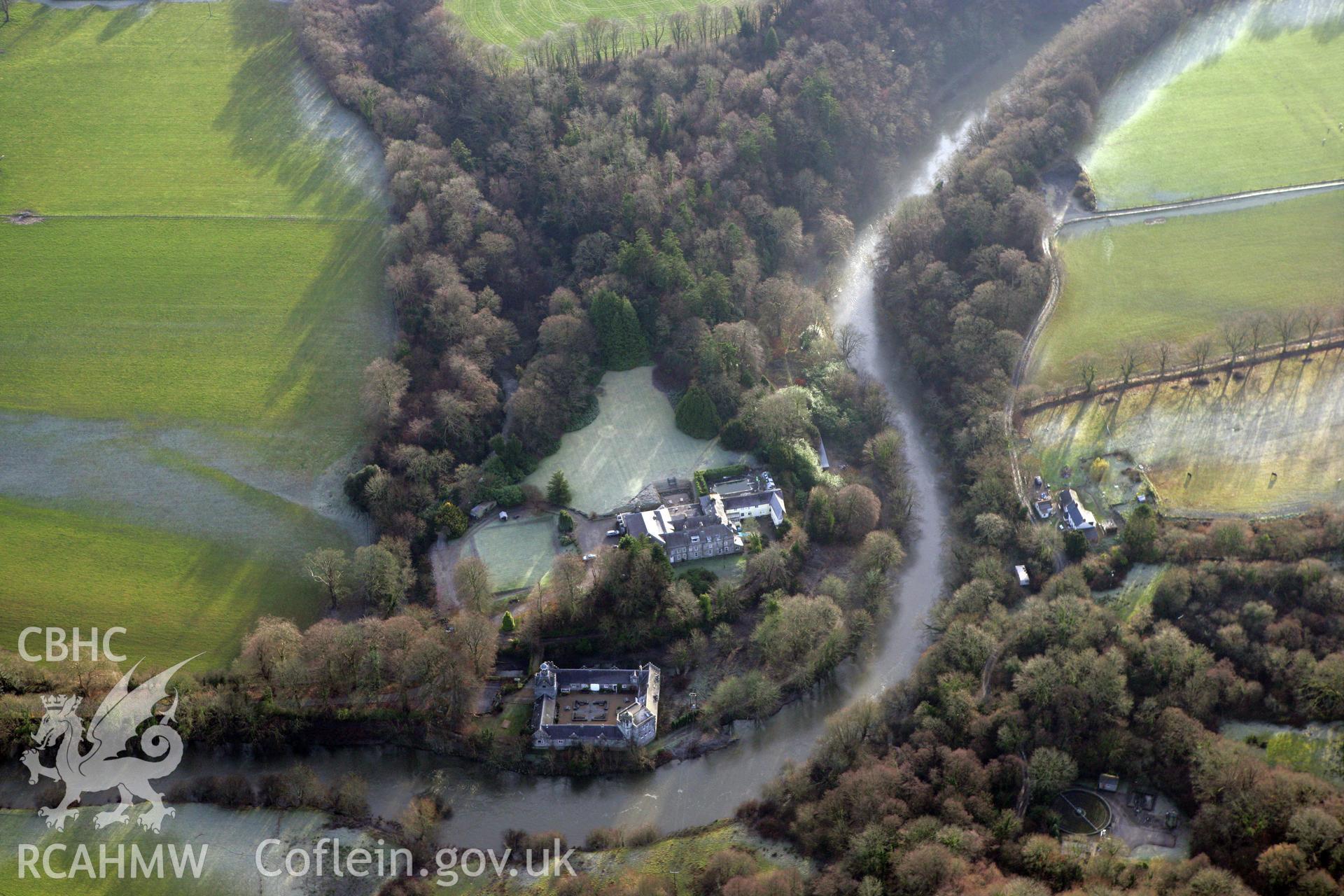 RCAHMW colour oblique photograph of Castell Malgwyn. Taken by Toby Driver on 15/12/2008.