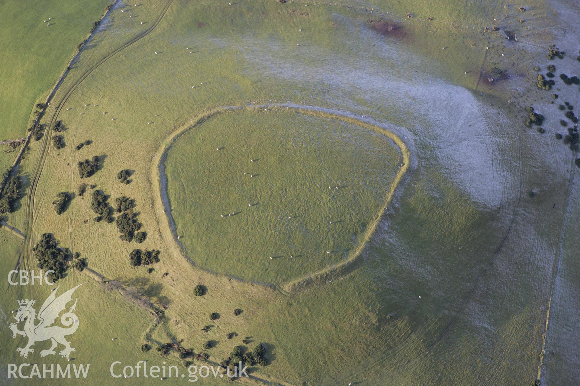 RCAHMW colour oblique photograph of Caer Pencarreg. Taken by Toby Driver on 15/12/2008.