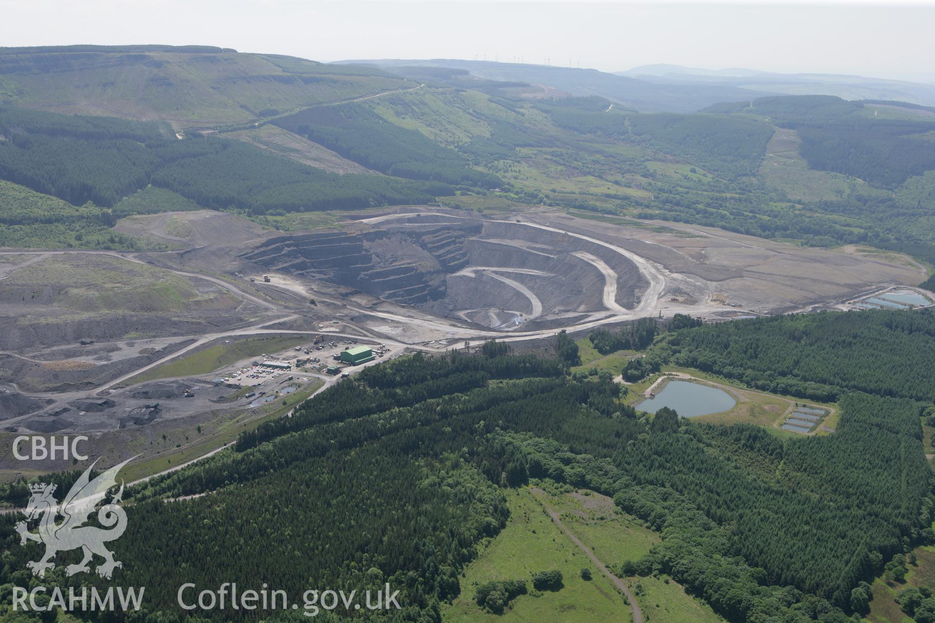 RCAHMW colour oblique photograph of Selar Opencast Coal Mine, Glyn-neath. Taken by Toby Driver on 09/06/2008.