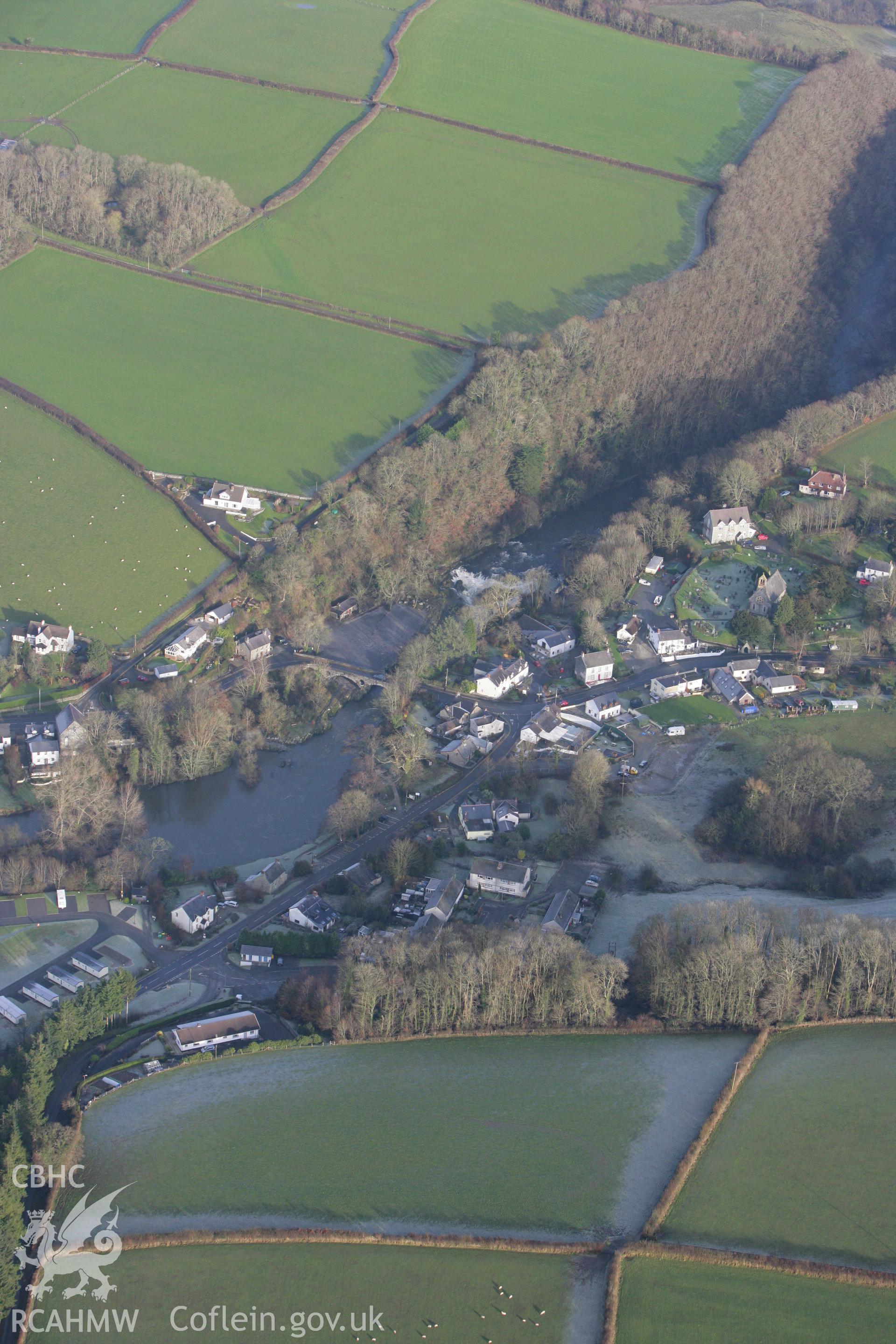 RCAHMW colour oblique photograph of Cenarth Bridge. Taken by Toby Driver on 15/12/2008.