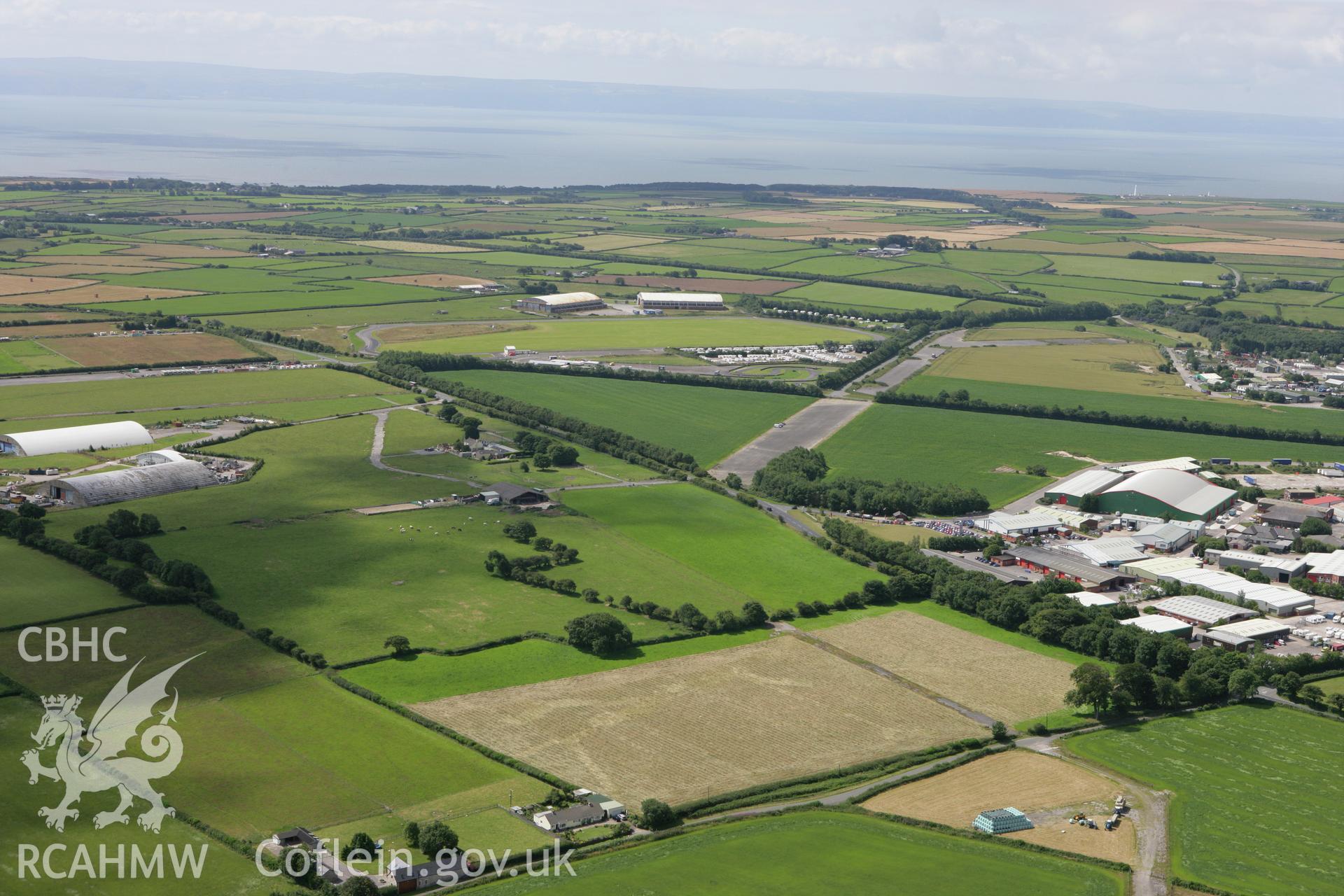 RCAHMW colour oblique photograph of Llandow Airfield, Llantwit Major. Taken by Toby Driver on 21/07/2008.