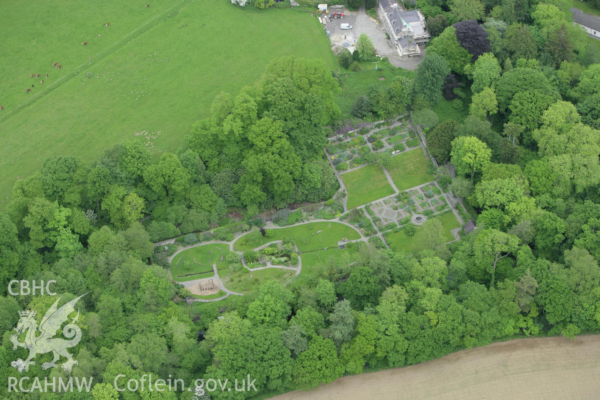 RCAHMW colour oblique photograph of Ty Glyn Garden, Ciliau Aeron. Taken by Toby Driver on 20/05/2008.