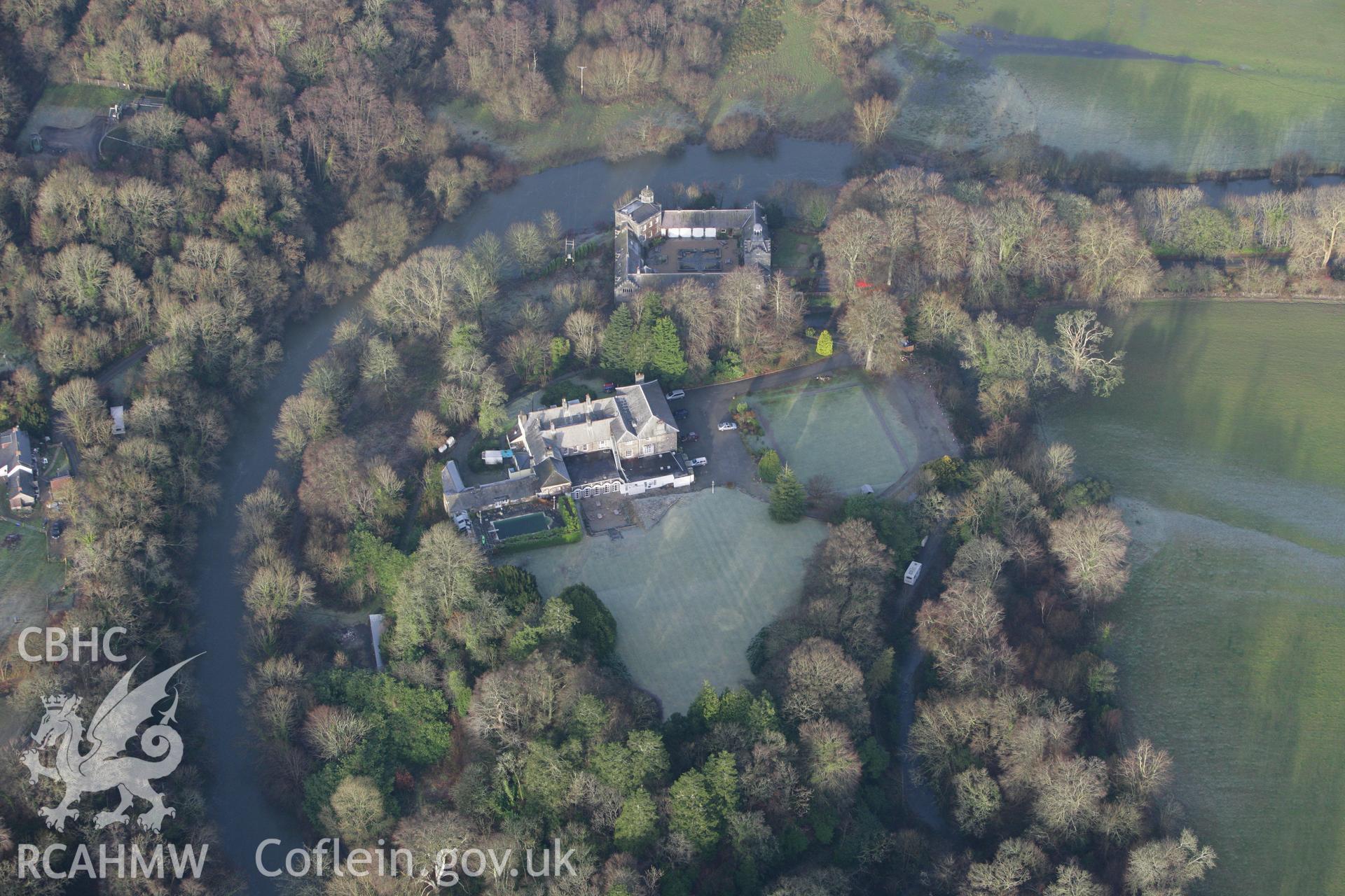 RCAHMW colour oblique photograph of Castell Malgwyn. Taken by Toby Driver on 15/12/2008.