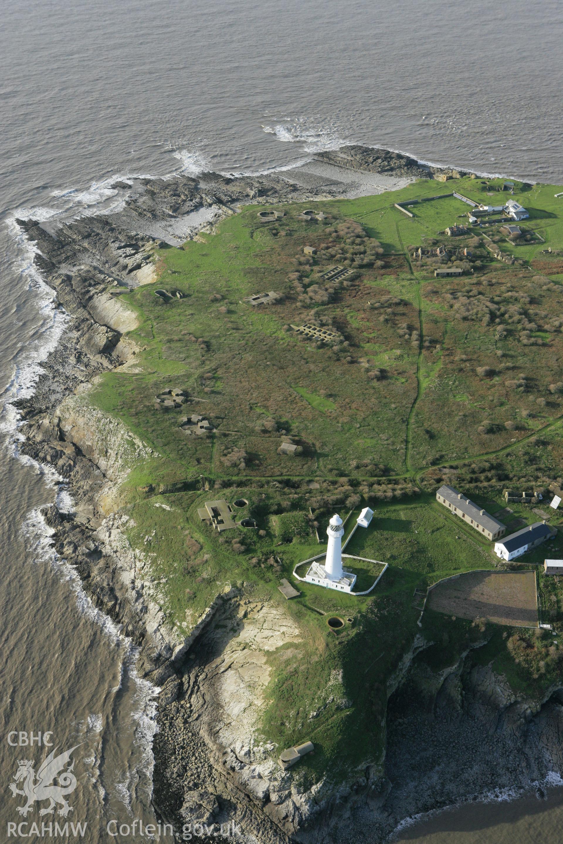 RCAHMW colour oblique photograph of Flat Holm. Taken by Toby Driver on 12/11/2008.