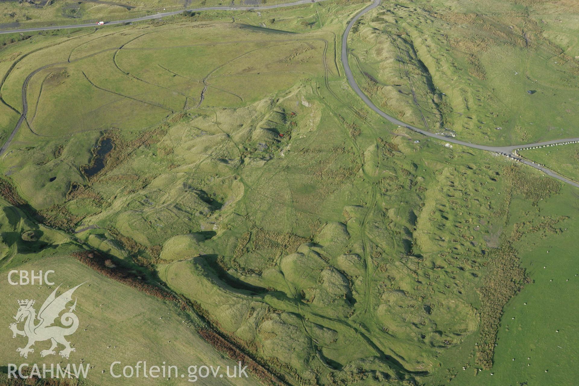 RCAHMW colour oblique photograph of Deserted Mining Village, Ffos-y-fran. Taken by Toby Driver on 16/10/2008.