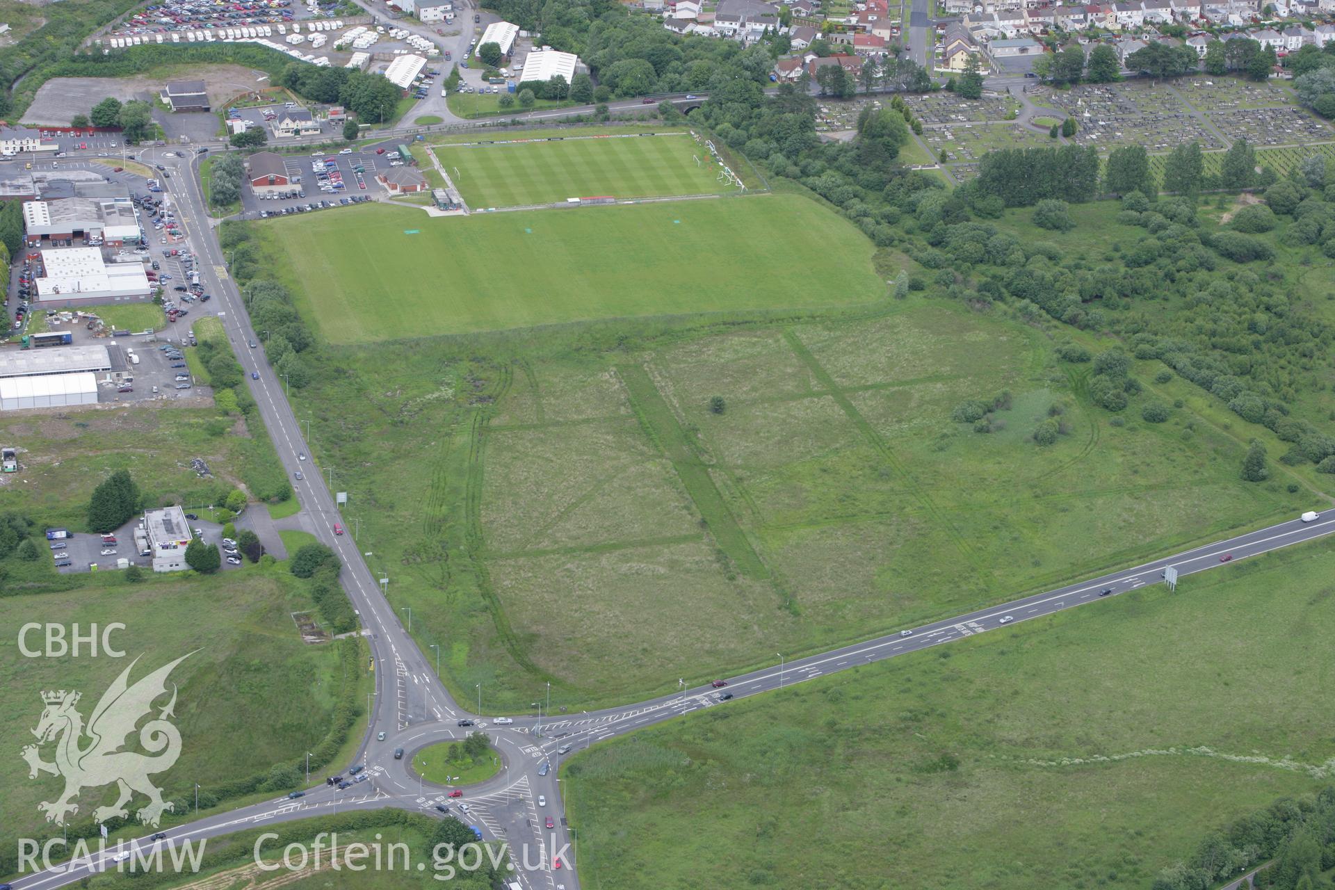 RCAHMW colour oblique photograph of Roman Military Enclosure on Stafford Common. Taken by Toby Driver on 20/06/2008.