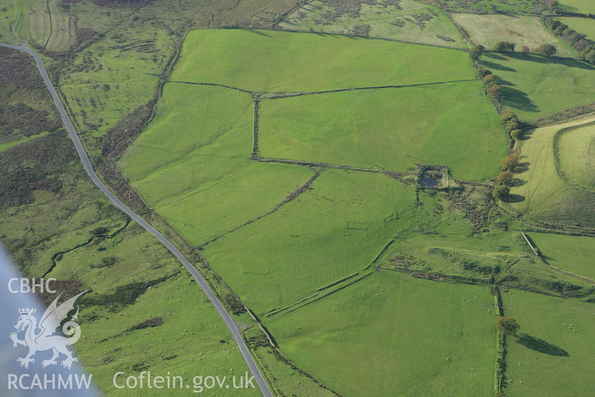 RCAHMW colour oblique photograph of Fforest Gwladys Roman Practice Works. Taken by Toby Driver on 16/10/2008.