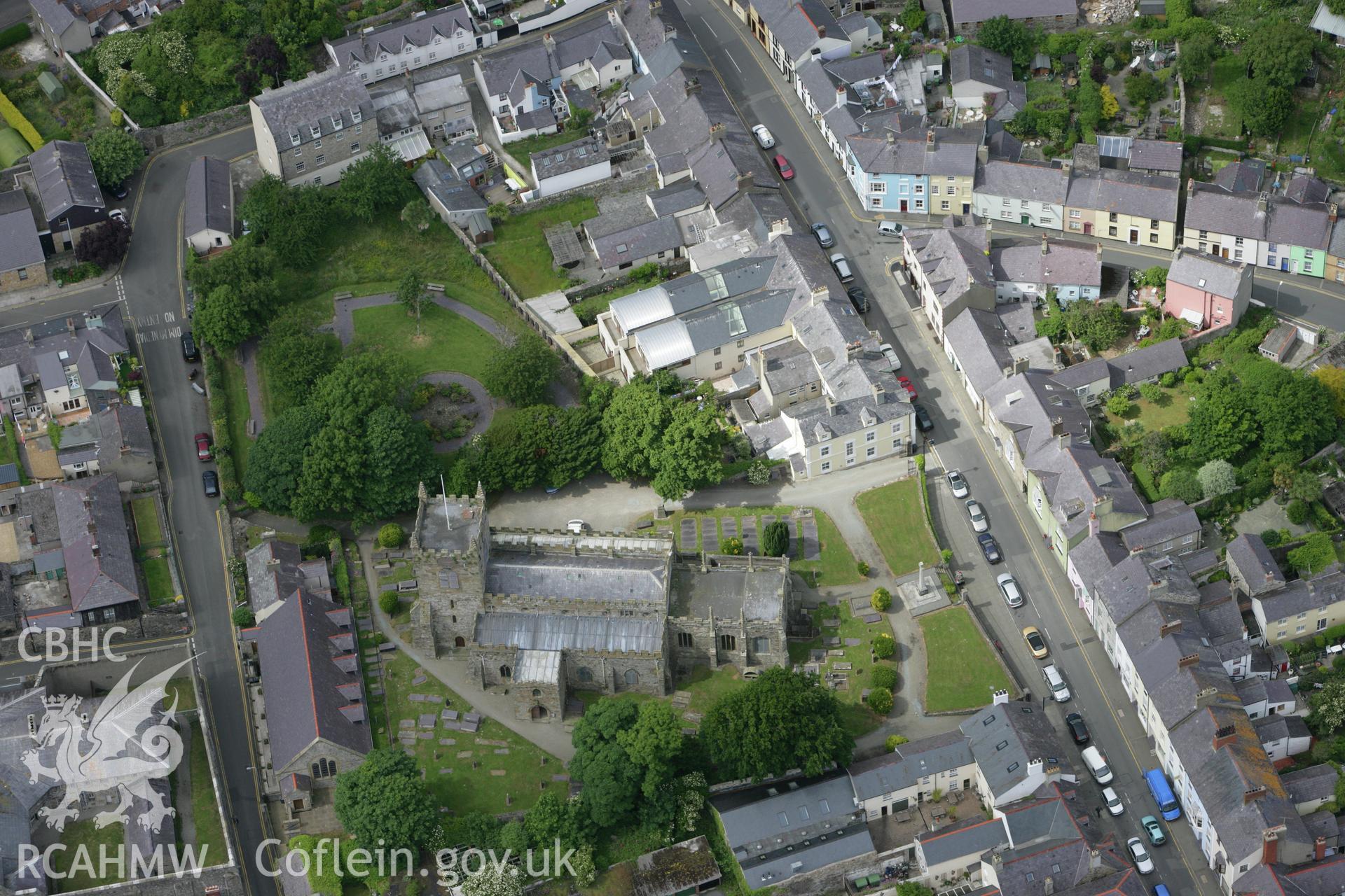 RCAHMW colour oblique photograph of St Mary and St Nicholas' Church, Beaumaris. Taken by Toby Driver on 13/06/2008.