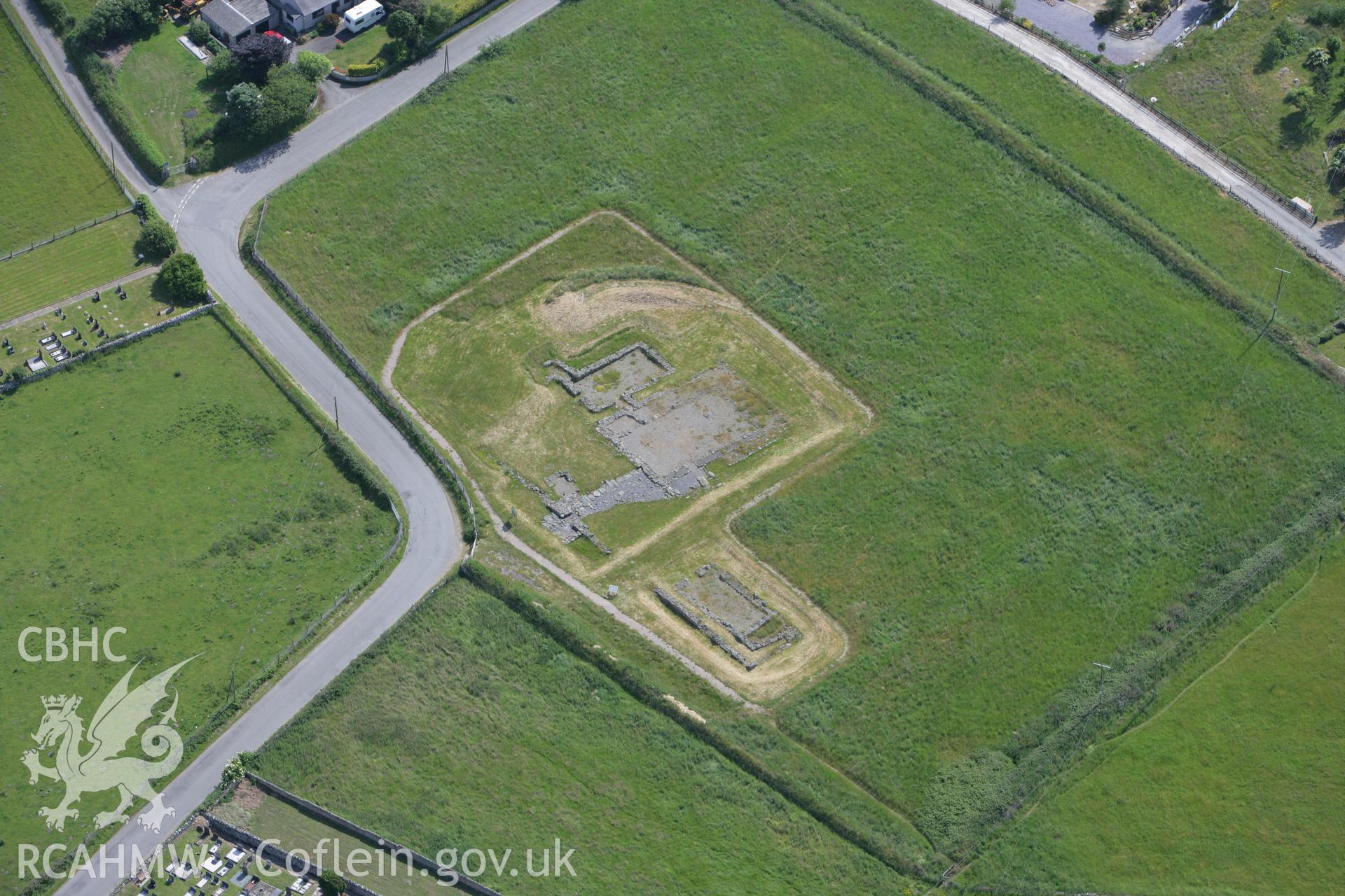 RCAHMW colour oblique photograph of Cae Llys, Rhosyr. Taken by Toby Driver on 13/06/2008.