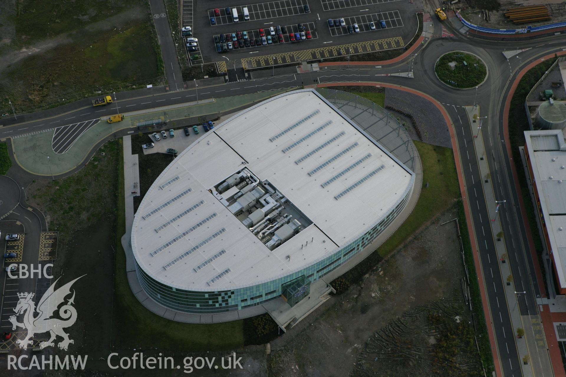 RCAHMW colour oblique photograph of Cardiff International Pool. Taken by Toby Driver on 12/11/2008.