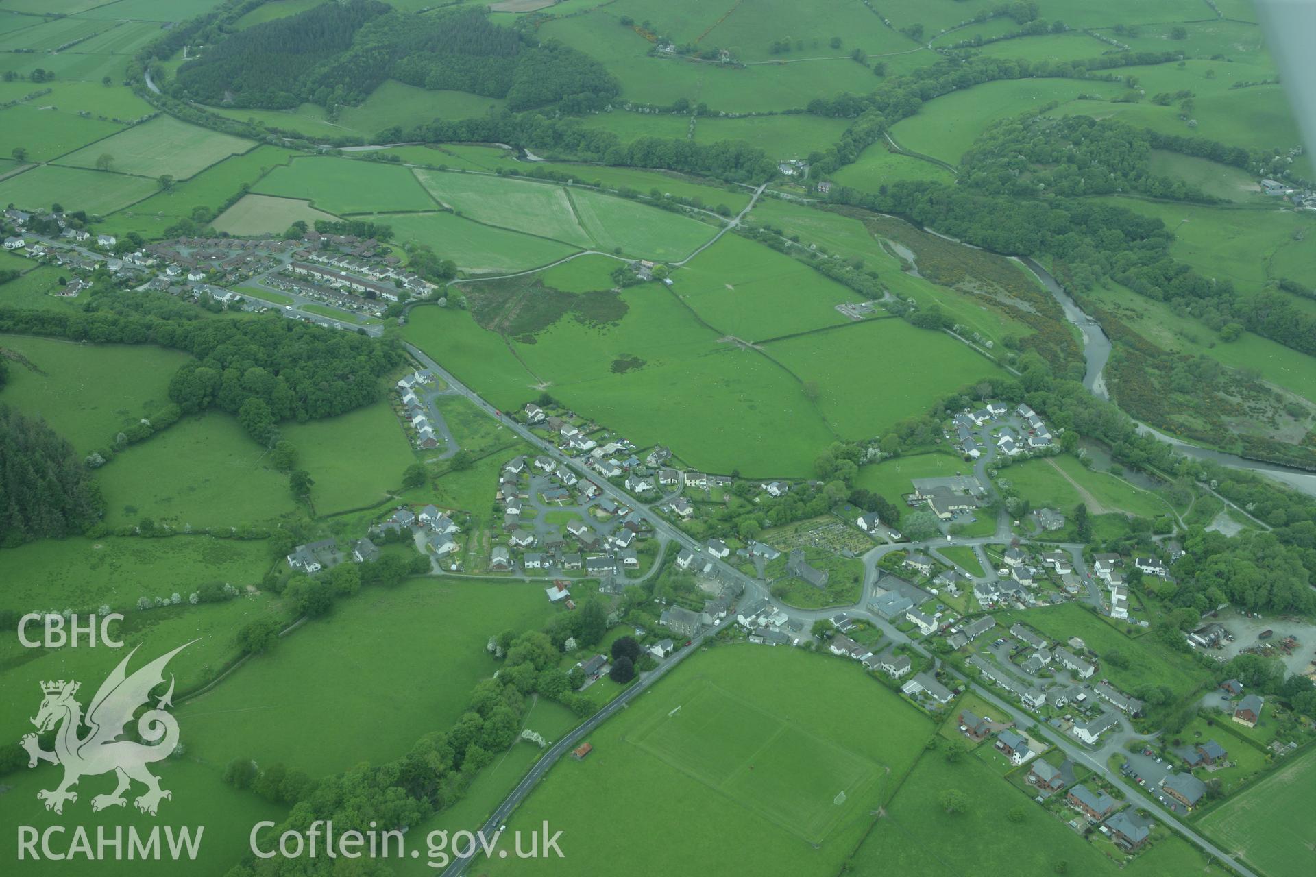 RCAHMW colour oblique photograph of Llanilar village. Taken by Toby Driver on 20/05/2008.