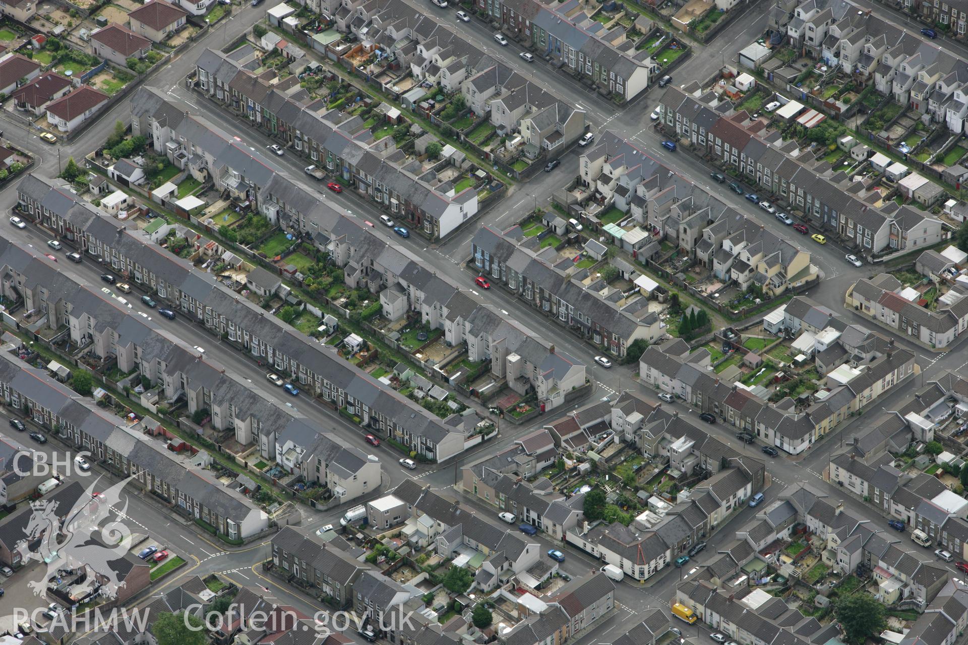 RCAHMW colour oblique photograph of housing at Foundry Town, Aberdare. Taken by Toby Driver on 12/09/2008.