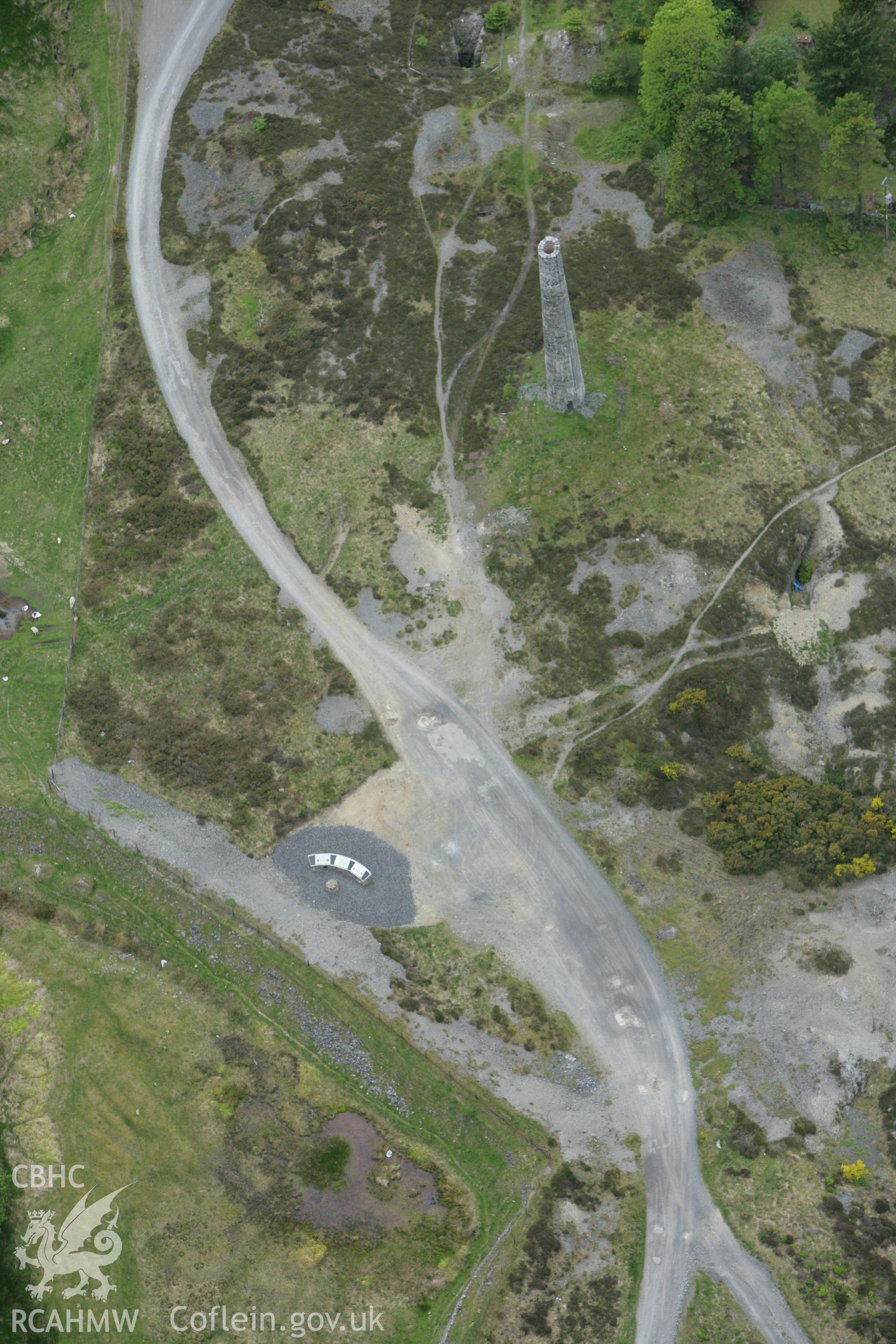 RCAHMW colour oblique photograph of Cwmsymlog Lead Mine. Taken by Toby Driver on 20/05/2008.