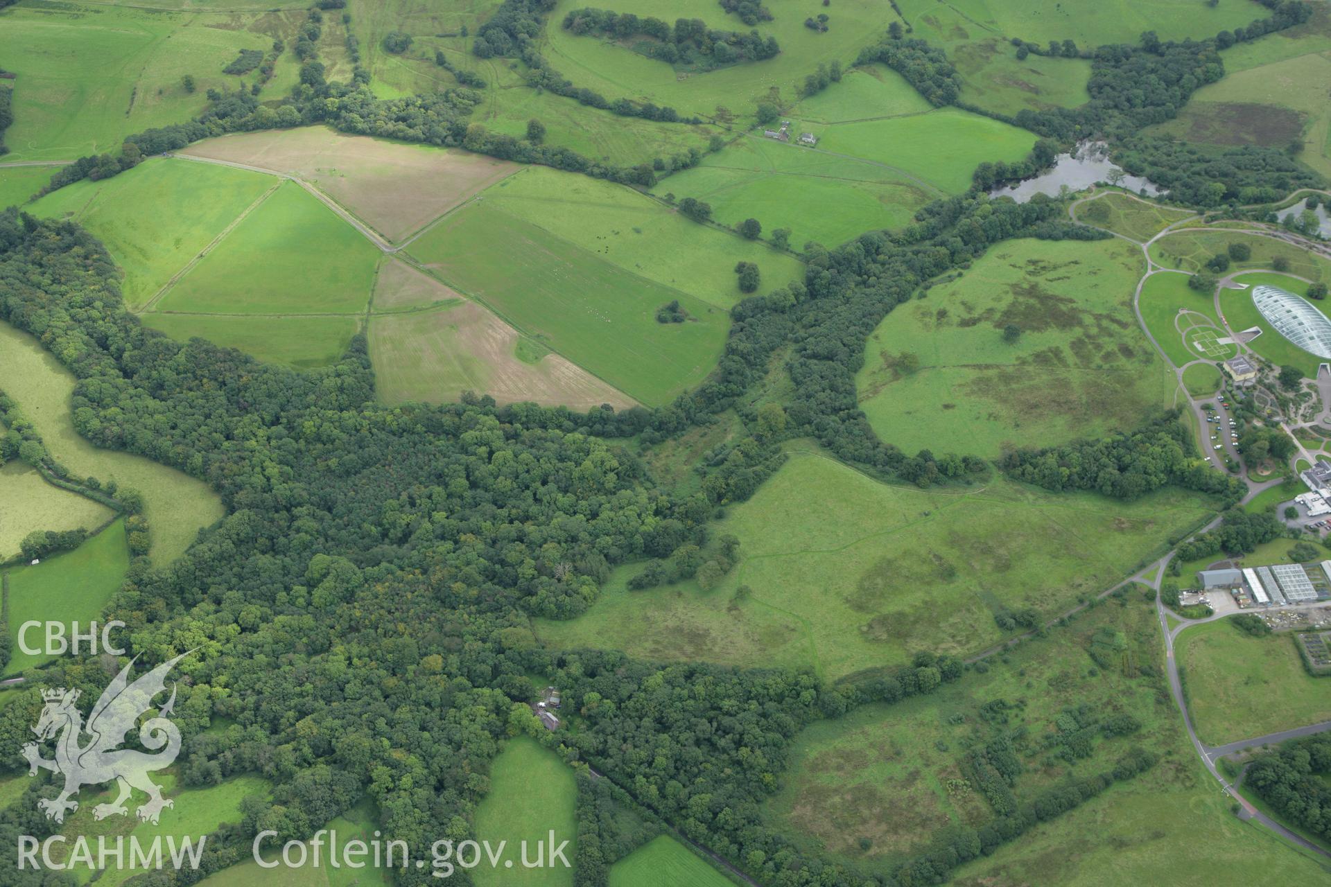 RCAHMW colour oblique photograph of Middleton Hall, site of first mansion, to the east of The National Botanic Garden of Wales. Taken by Toby Driver on 12/09/2008.