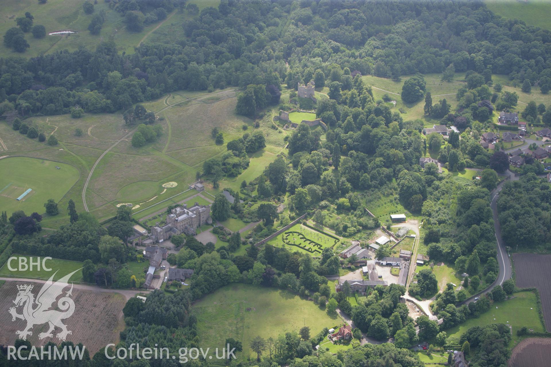 RCAHMW colour oblique photograph of Hawarden Castle, Hawarden. Taken by Toby Driver on 01/07/2008.