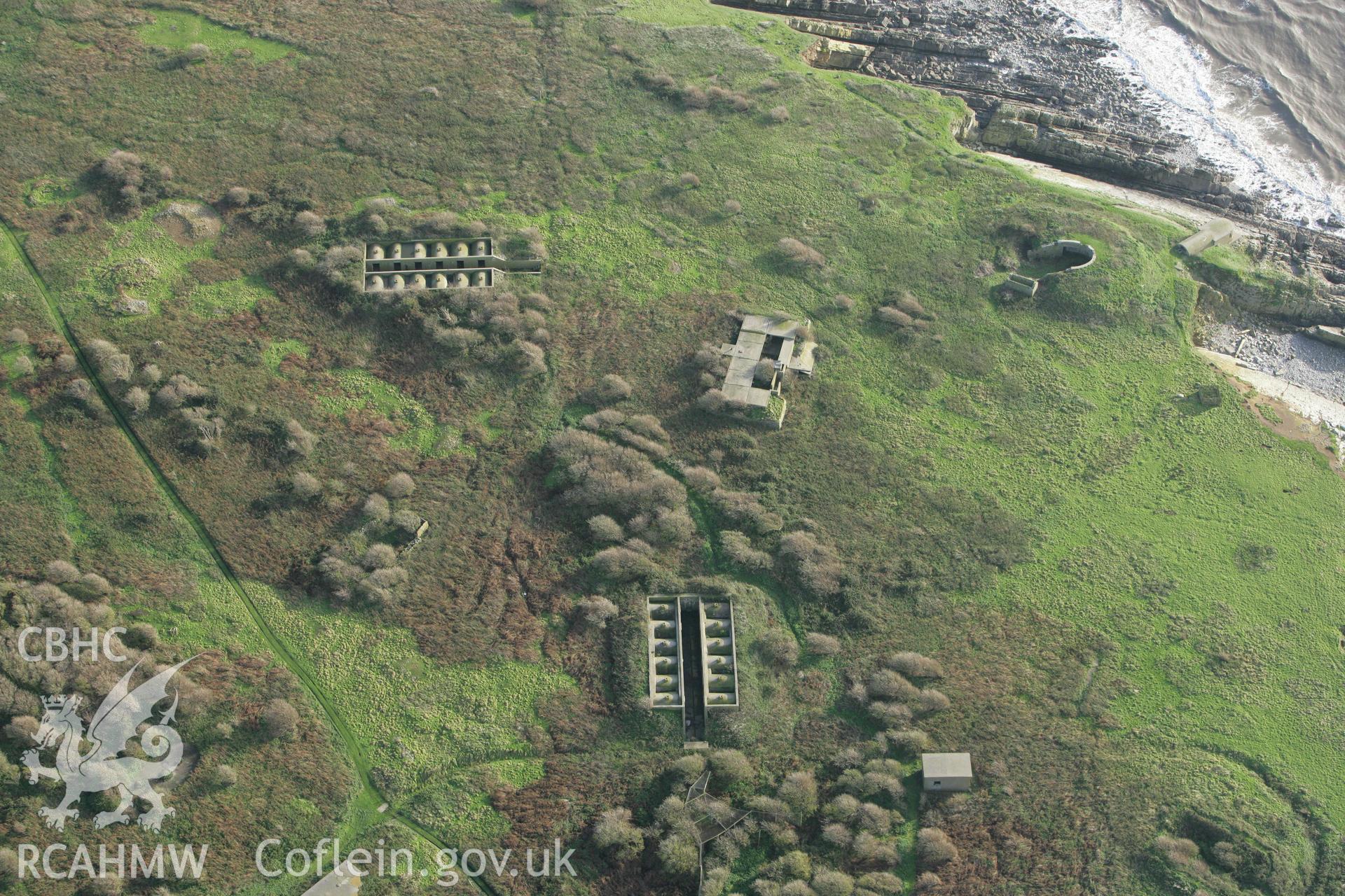 RCAHMW colour oblique photograph of Flat Holm Coastal and Anti-aircraft Defences. Taken by Toby Driver on 12/11/2008.