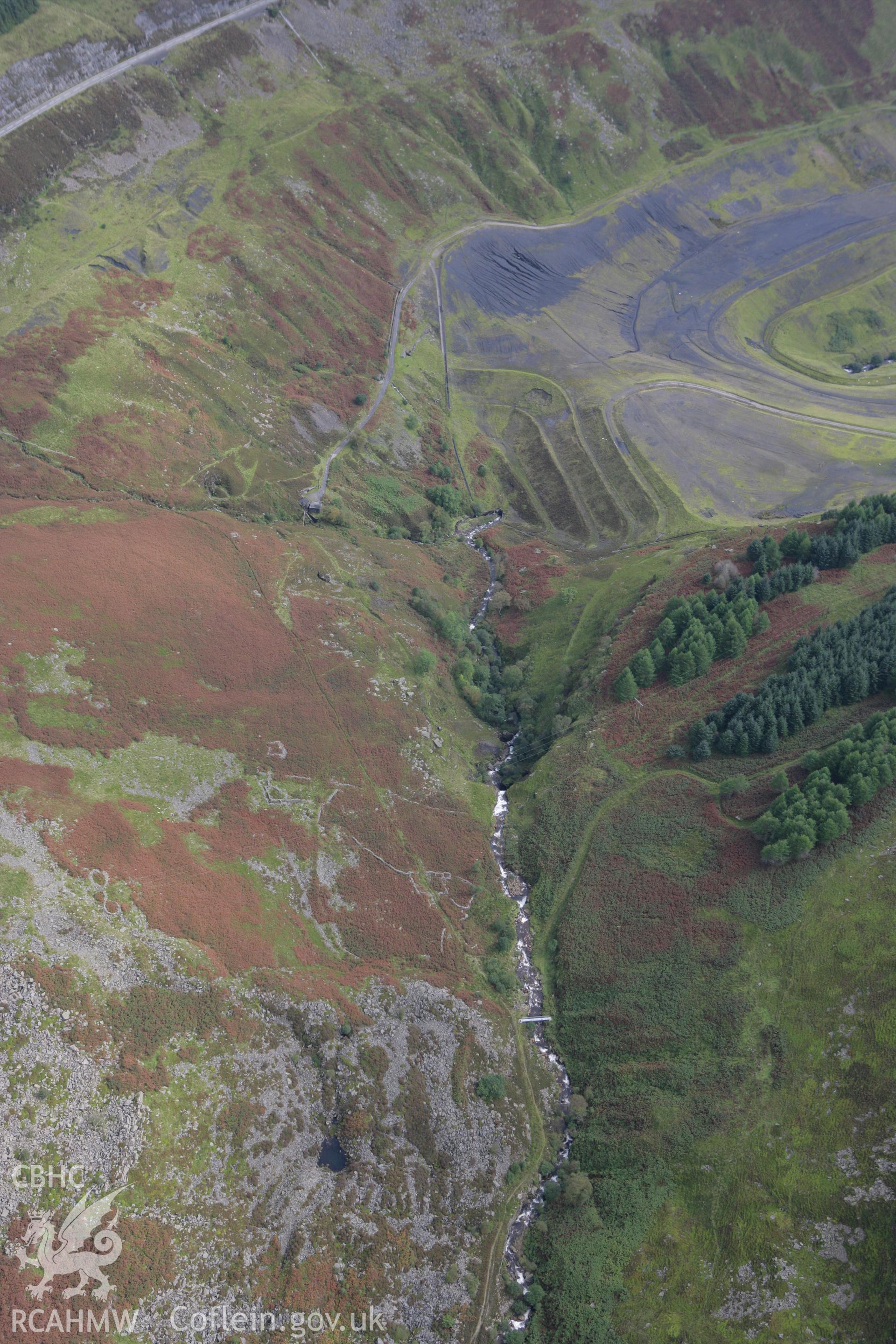 RCAHMW colour oblique photograph of landscape looking south-east towards Steam Boiler, Scwyd Level, Craig yr Hesg, Treherbert. Taken by Toby Driver on 12/09/2008.