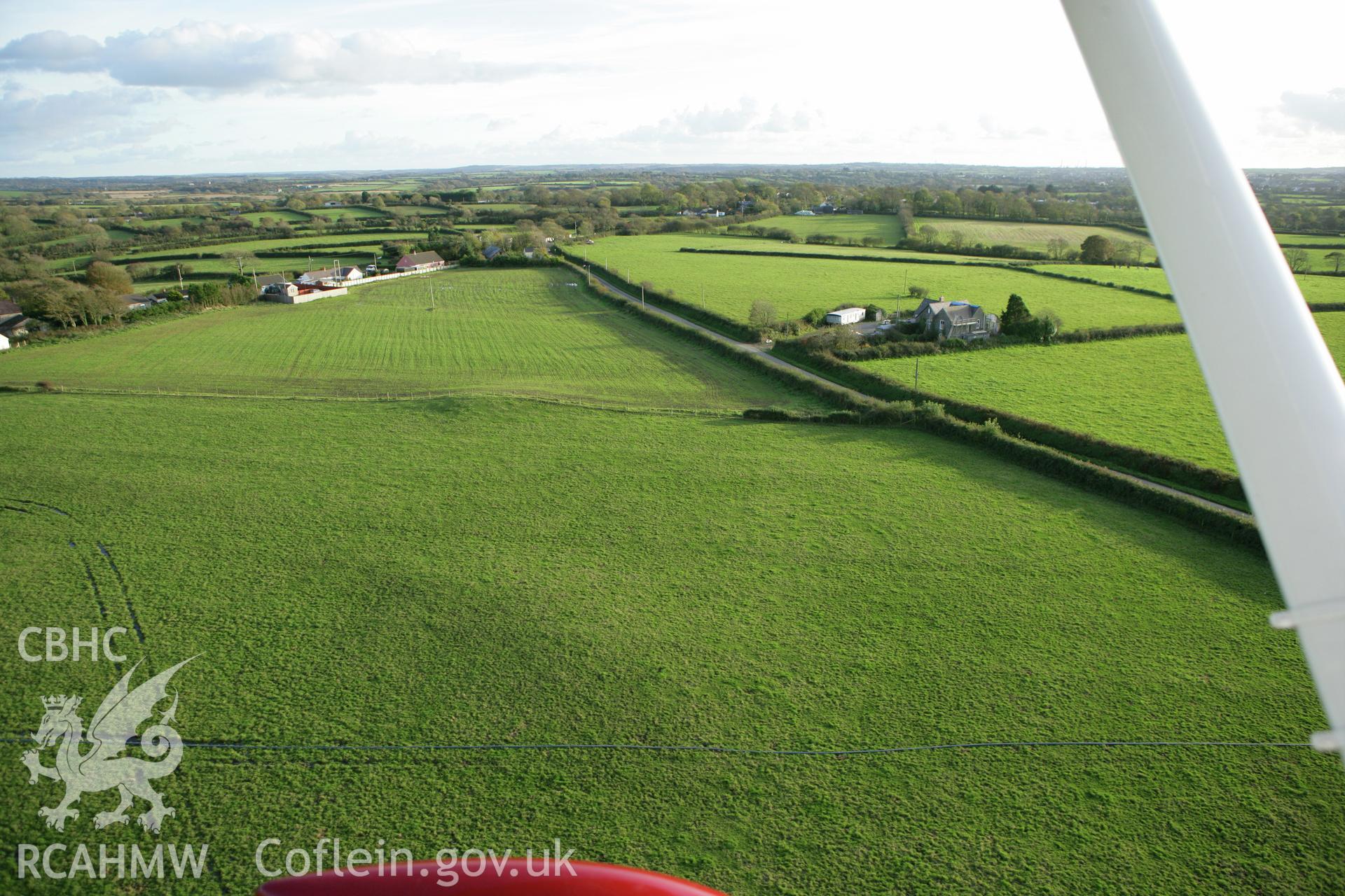 RCAHMW colour oblique photograph of Leechpool Barrow I and II. Taken by Toby Driver on 16/10/2008.