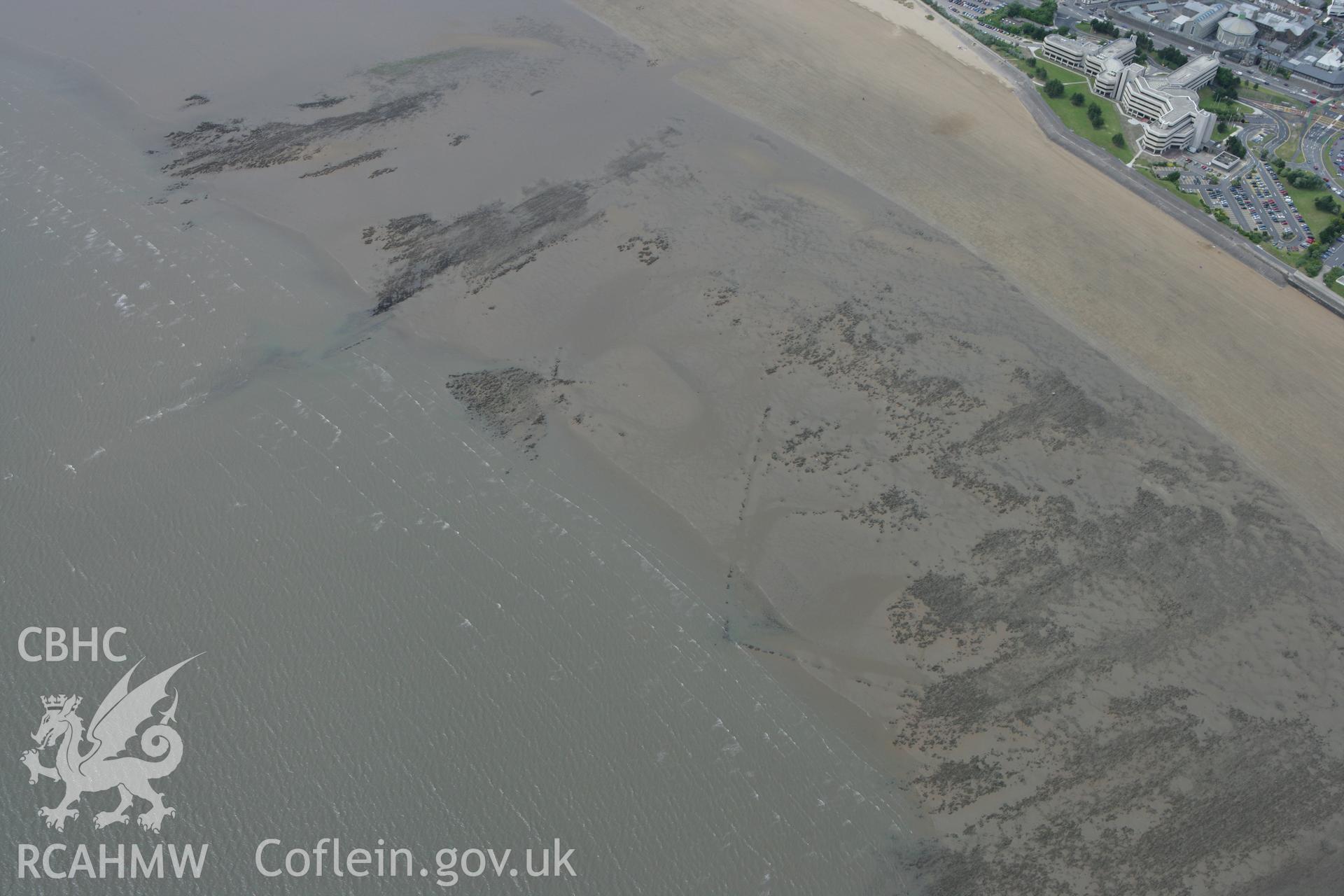 RCAHMW colour oblique photograph of Swansea Bay Fish Traps. Taken by Toby Driver on 20/06/2008.