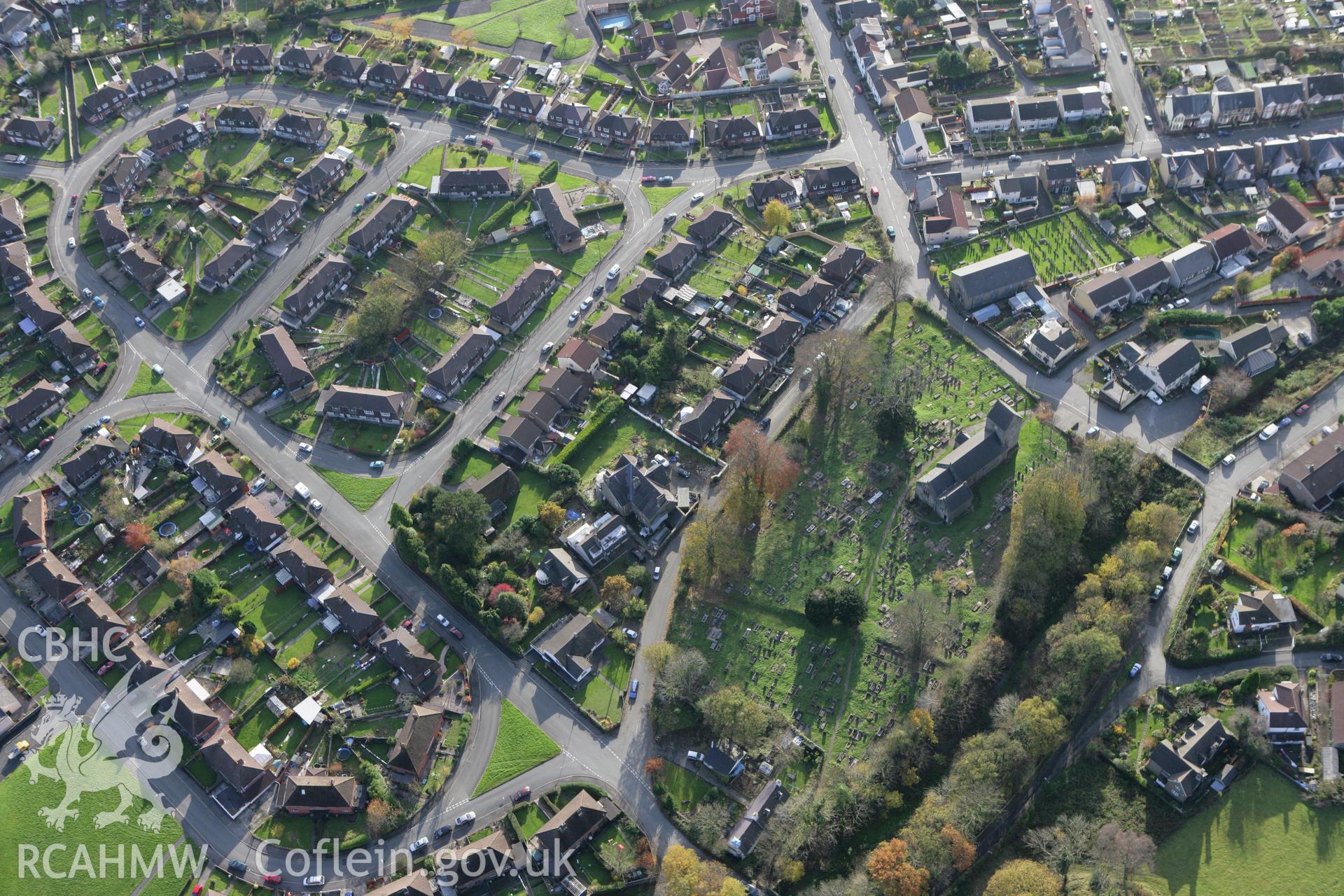 RCAHMW colour oblique photograph of Bedwas (St. Barrwg's) Churchyard Cross. Taken by Toby Driver on 12/11/2008.