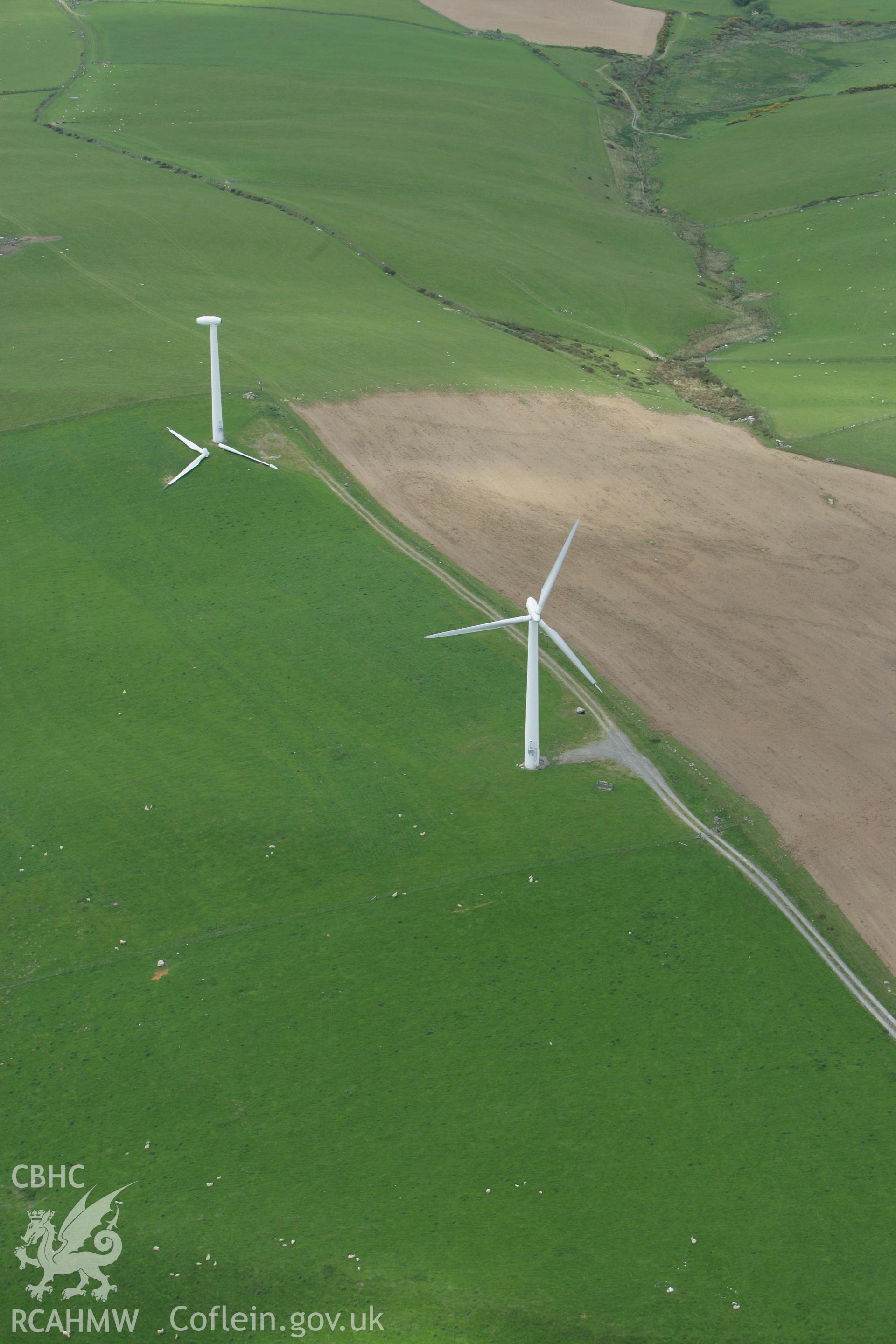 RCAHMW colour oblique photograph of Mynydd Gorddu Wind Farm, Elerch, Talybont. Taken by Toby Driver on 20/05/2008.