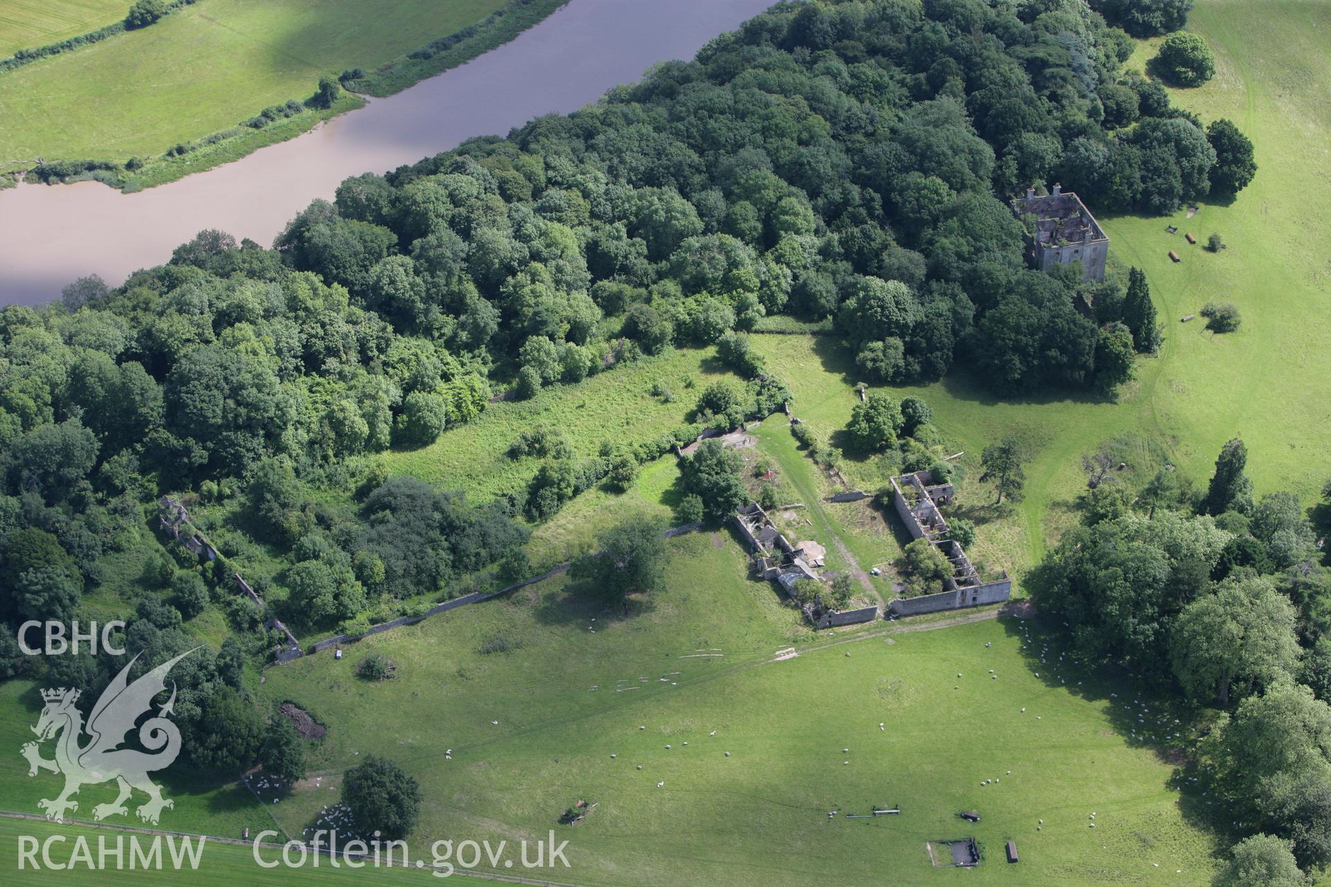 RCAHMW colour oblique photograph of Piercefield House and Garden ruins. Taken by Toby Driver on 21/07/2008.