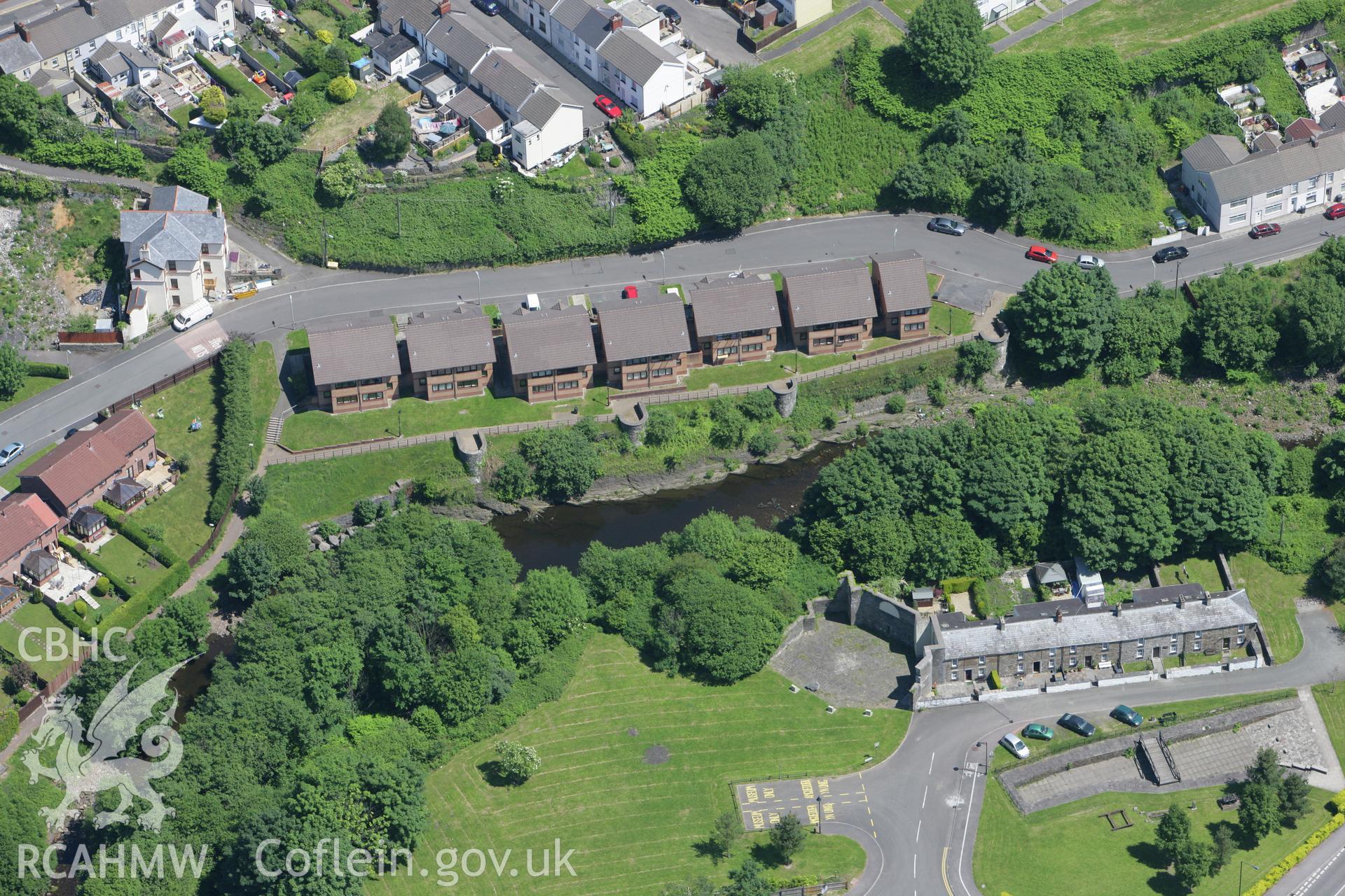 RCAHMW colour oblique photograph of former road bridge over Glamorganshire Canal, Old Rhydycar. Taken by Toby Driver on 09/06/2008.