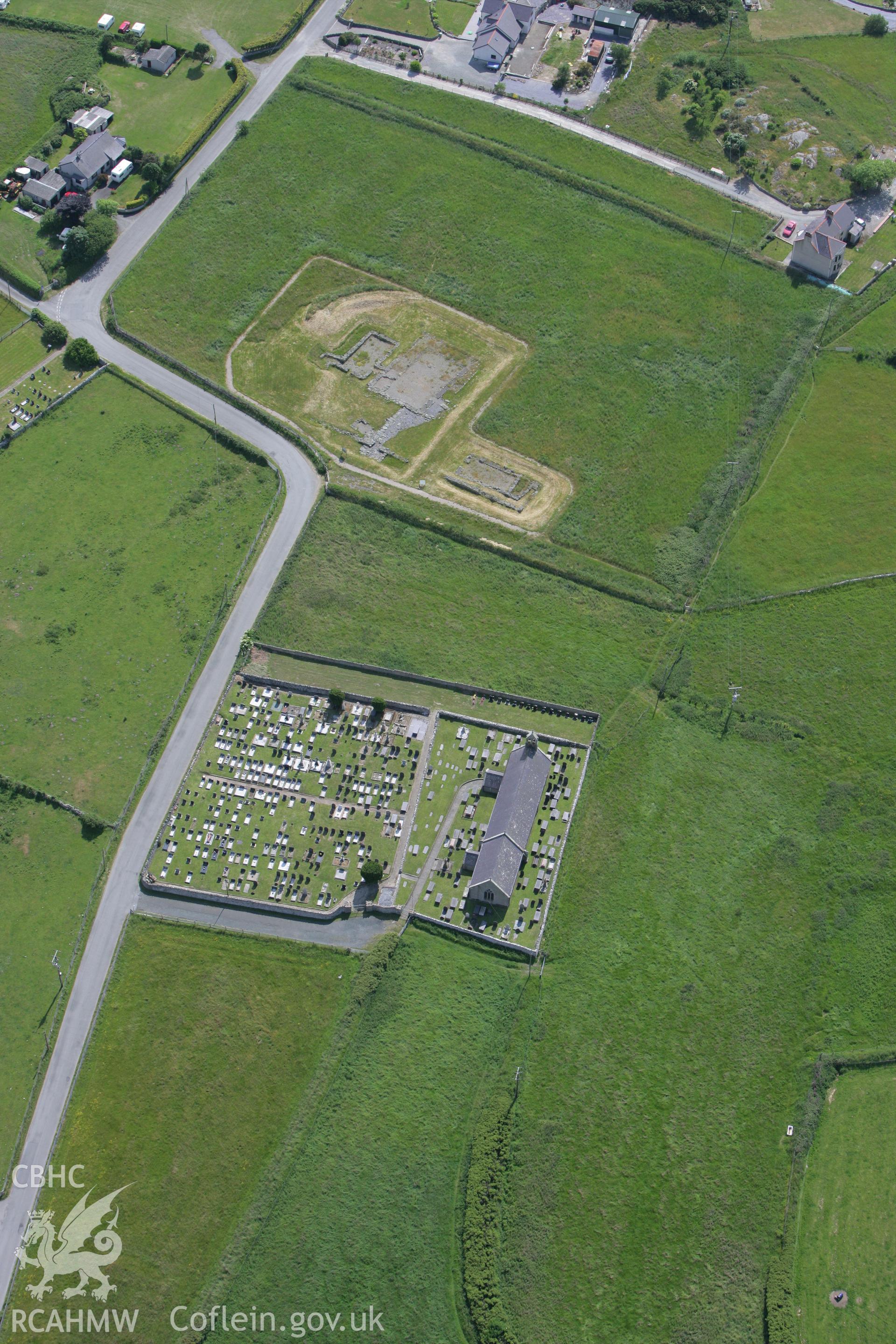 RCAHMW colour oblique photograph of Cae Llys, Rhosyr. Taken by Toby Driver on 13/06/2008.