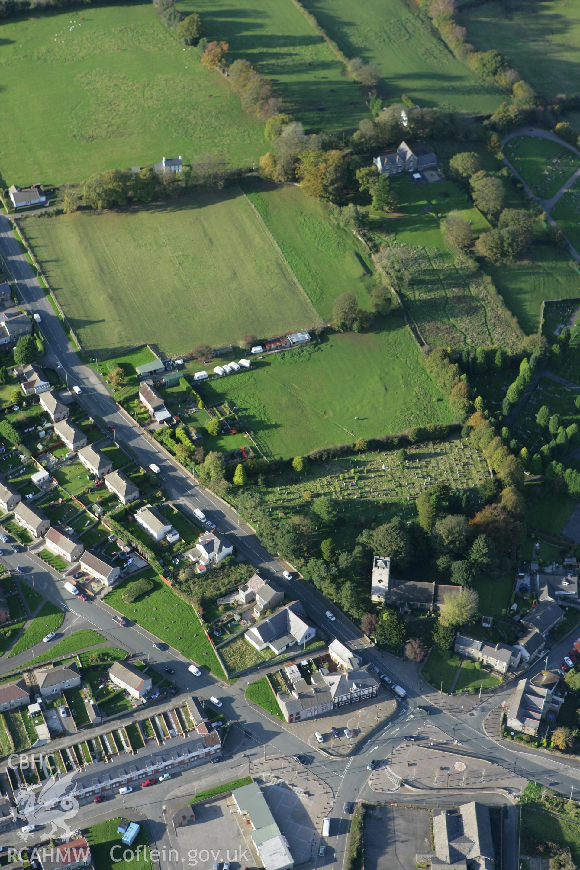 RCAHMW colour oblique photograph of Gelligaer Roman Military Settlement. Taken by Toby Driver on 16/10/2008.